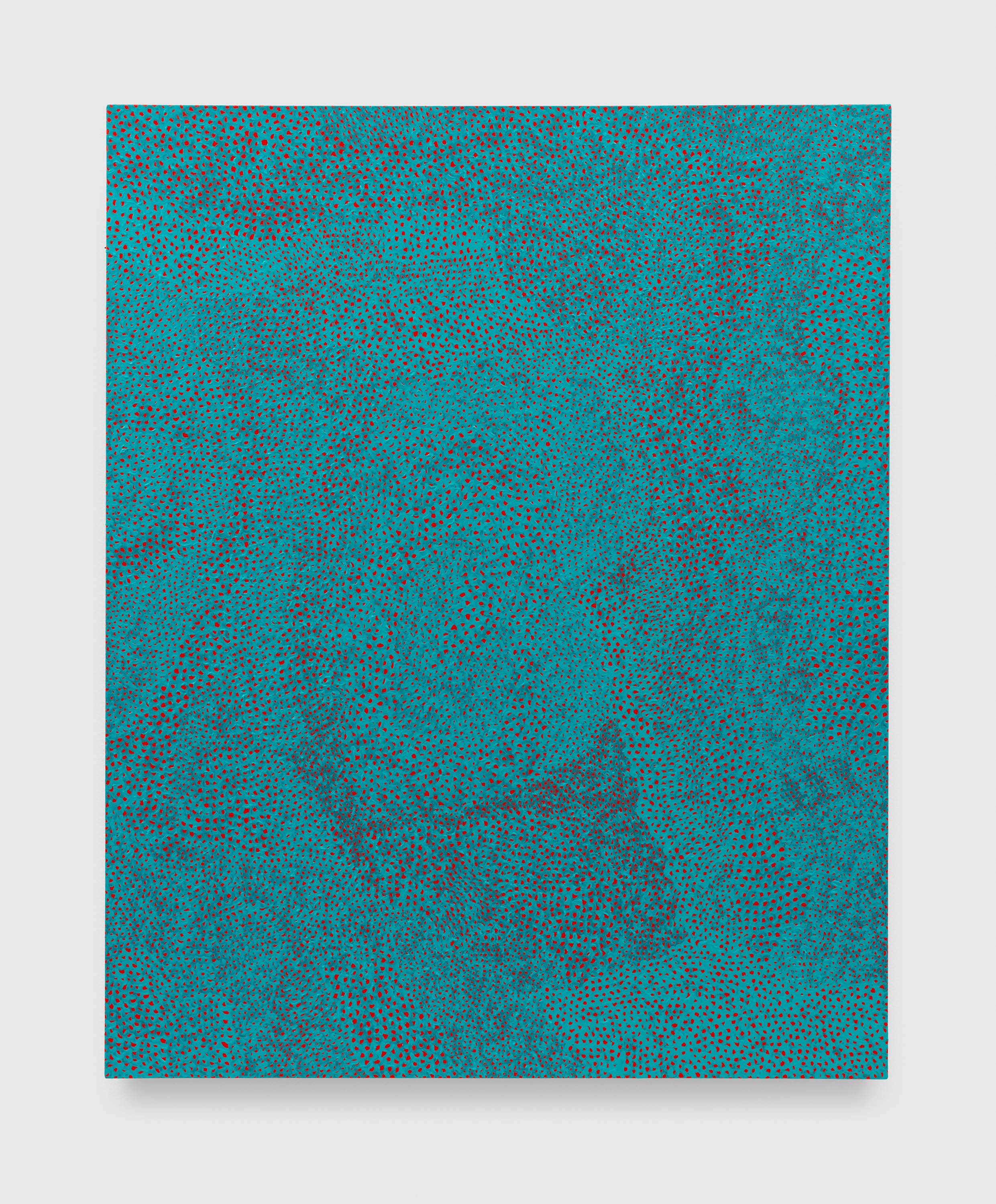 A painting by Yayoi Kusama, titled INFINITY-NETS (KYDHE), dated 2018.