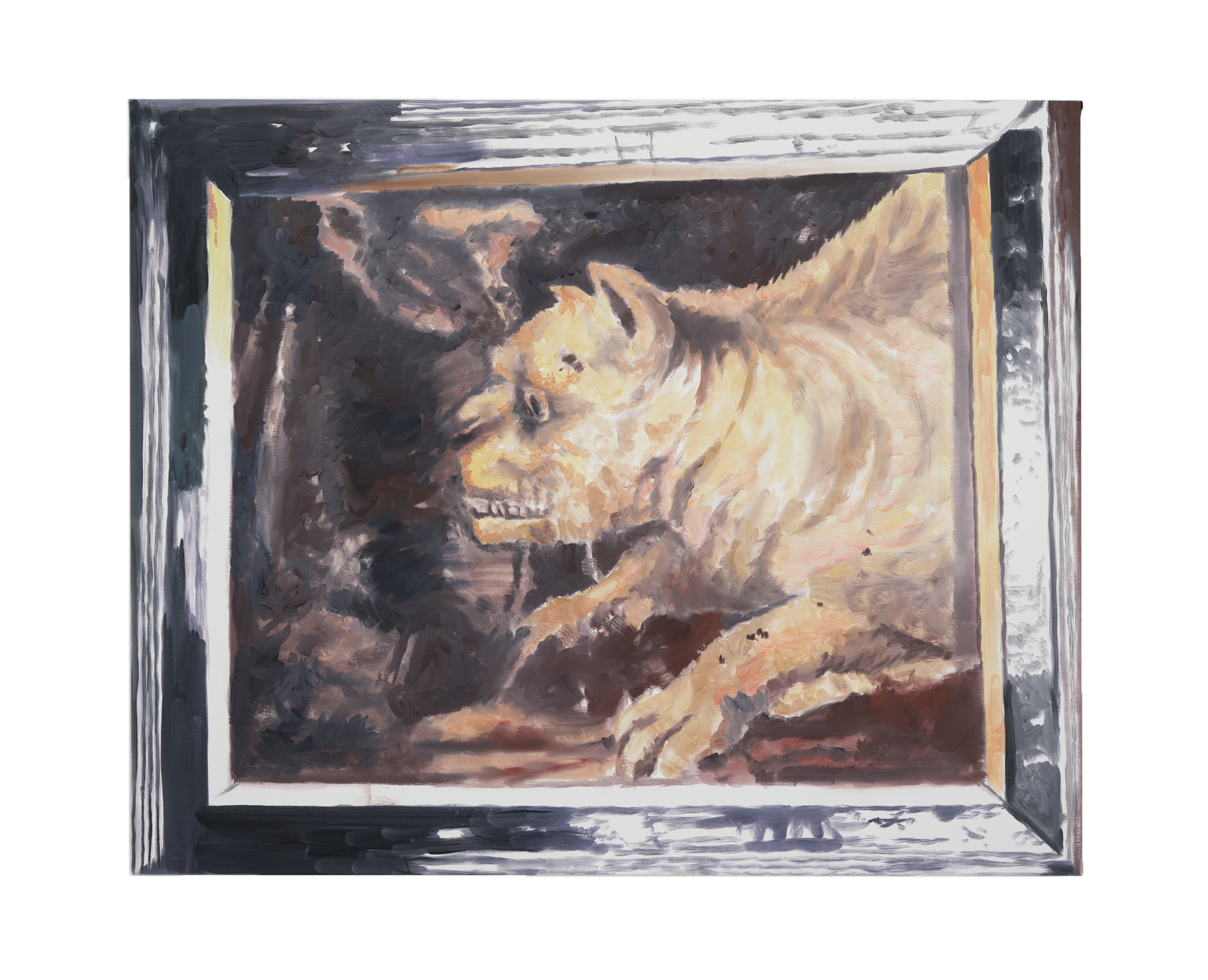 A painting by Luc Tuymans titled Raged, dated 2019.