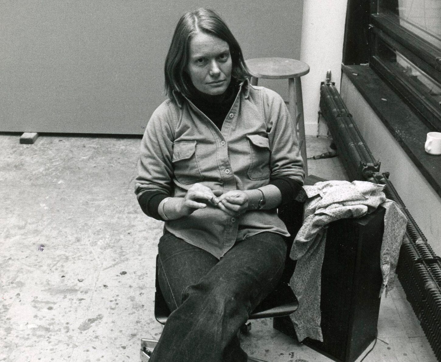 A photograph of Merrill Wagner in the studio, circa 1974. copyright Merrill Wagner Studio