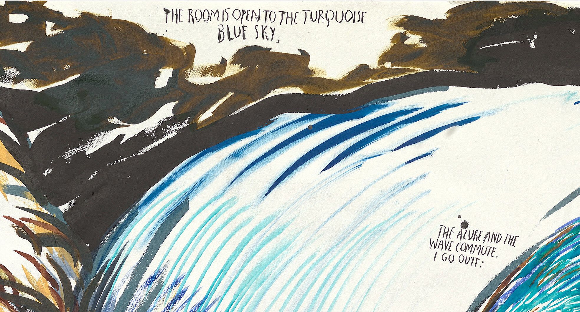 A detail of a painting by Raymond Pettibon, called No Title (The room is...), dated 2016.