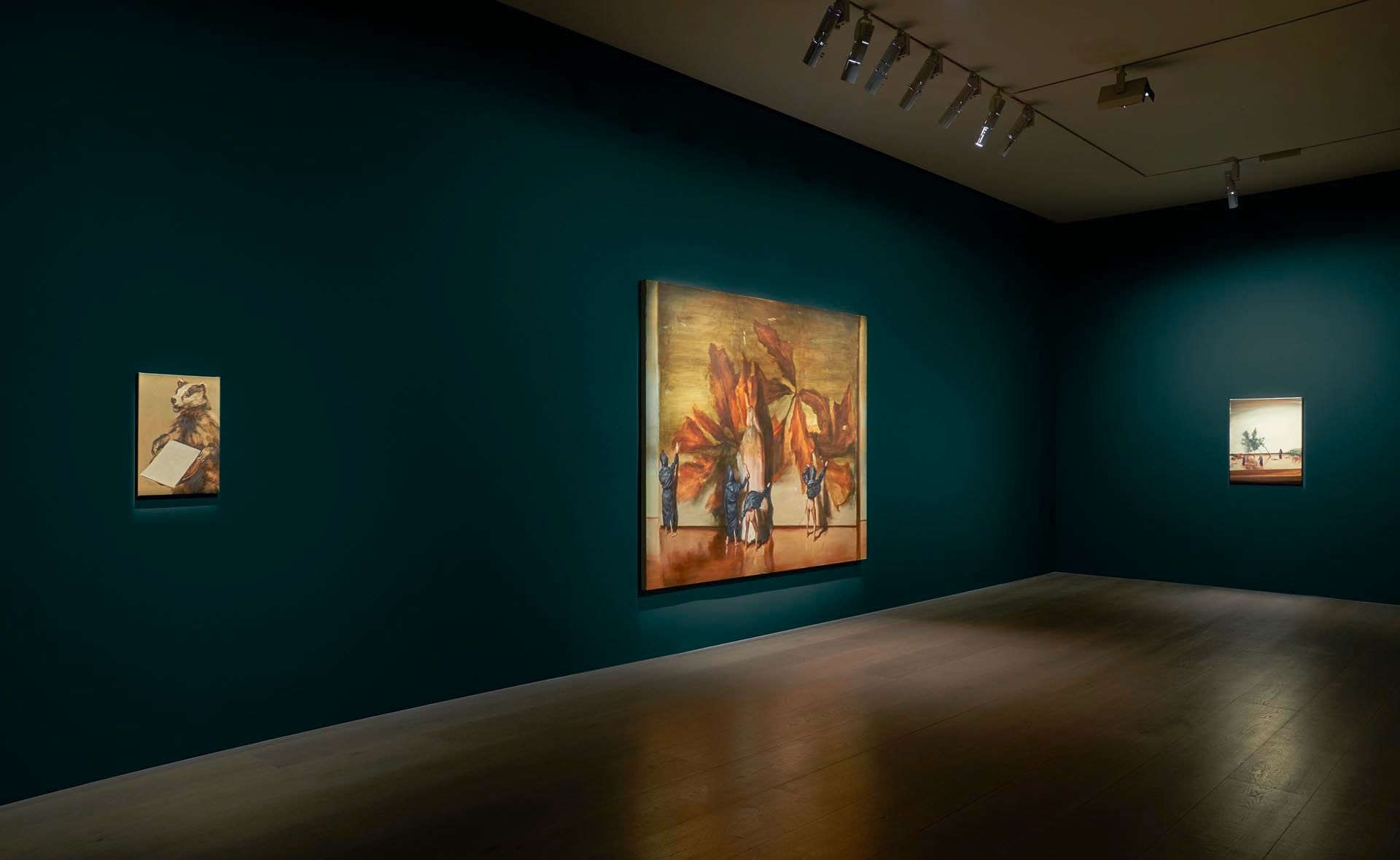 Installation view of the exhibition Michaël Borremans: Black Mould, at David Zwirner in London, dated 2015.