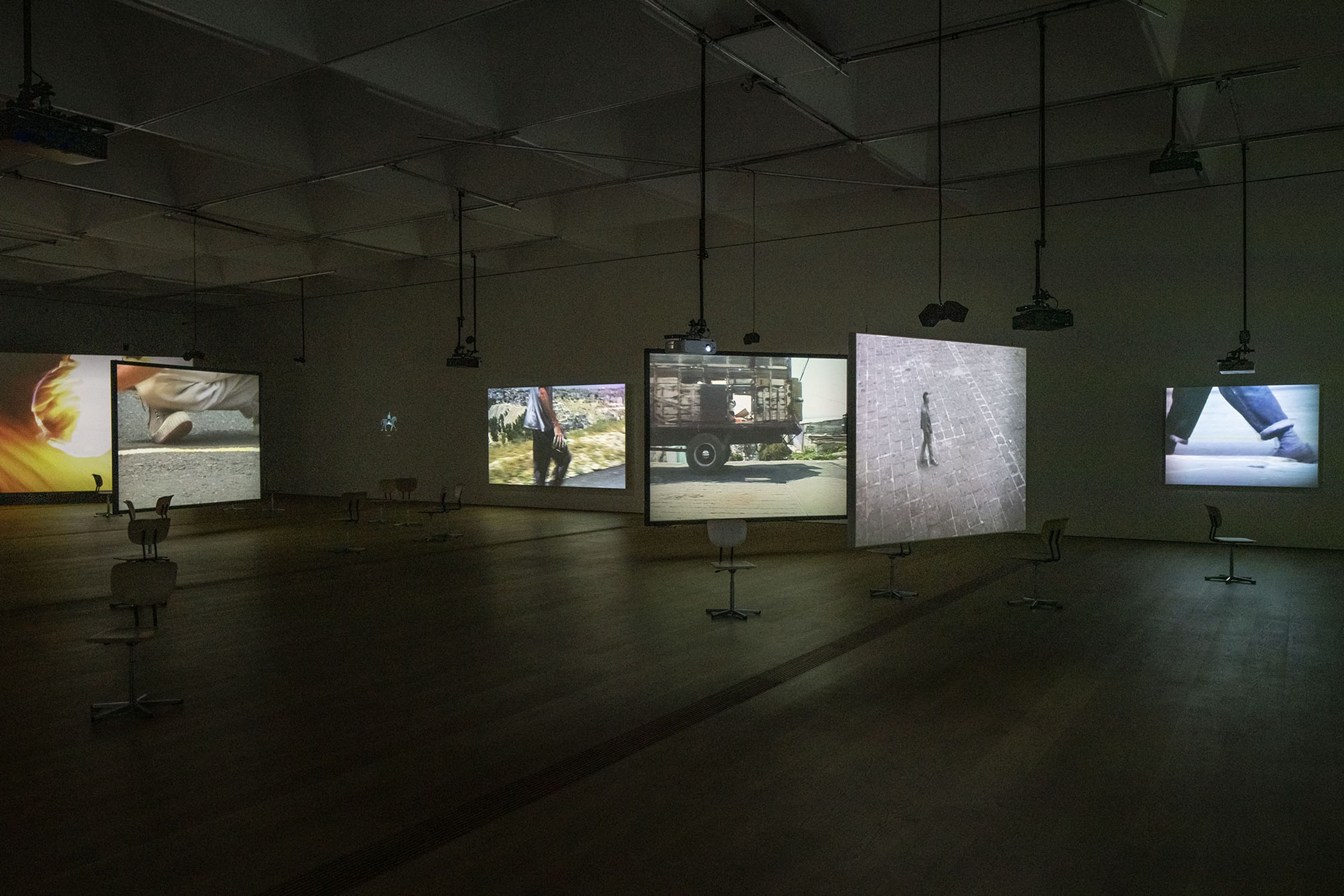 Installation view of the exhibition, Francis Alÿs: As Long as I’m Walking, at Musée cantonal des Beaux-Arts in Lausanne, dated 2021.