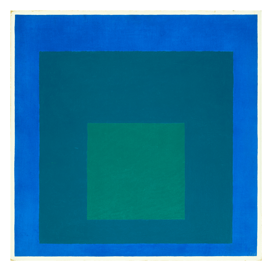 A work by Josef Albers, titled Homage to the Square: Beaming, dated 1963.