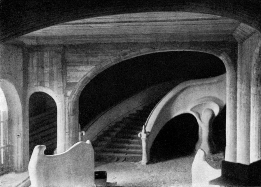 A photo of the interior of the First Goetheanum, Dornach, in the early 1900s.