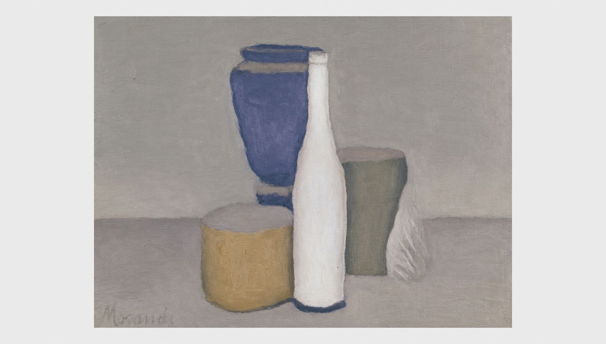 An artwork by Giorgio Morandi, Still Life, dated 1960. Collection of the Museo di arte moderna e contemporanea di Trento e Rovereto, Italy. Giovanardi Collection.