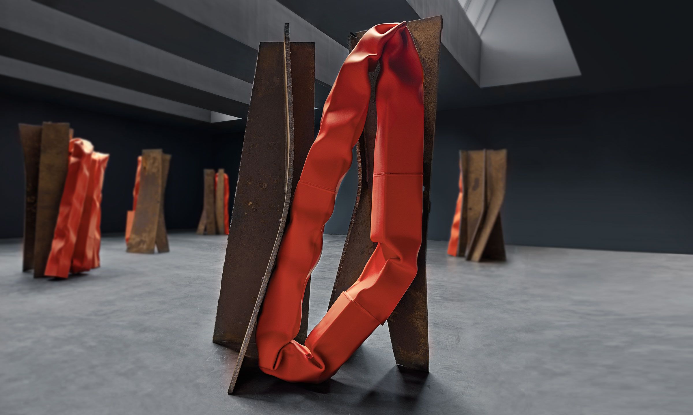 An installation view of Carol Bove: Chimes at Midnight, at David Zwirner, New York, dated 2021.