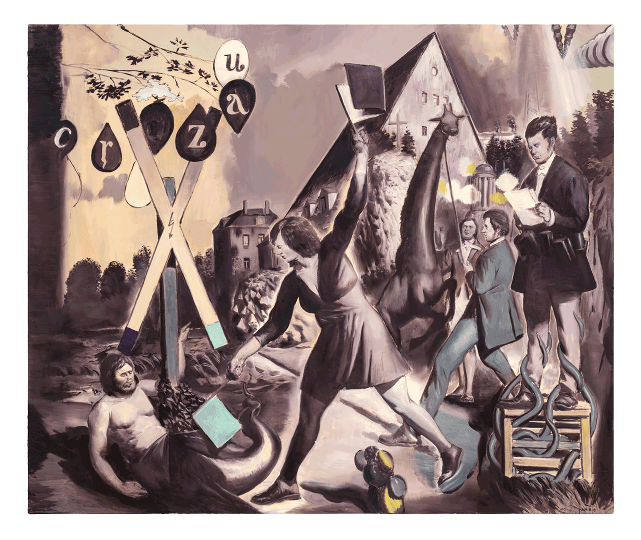 A painting by Neo Rauch, titled Sperre, dated 2018.