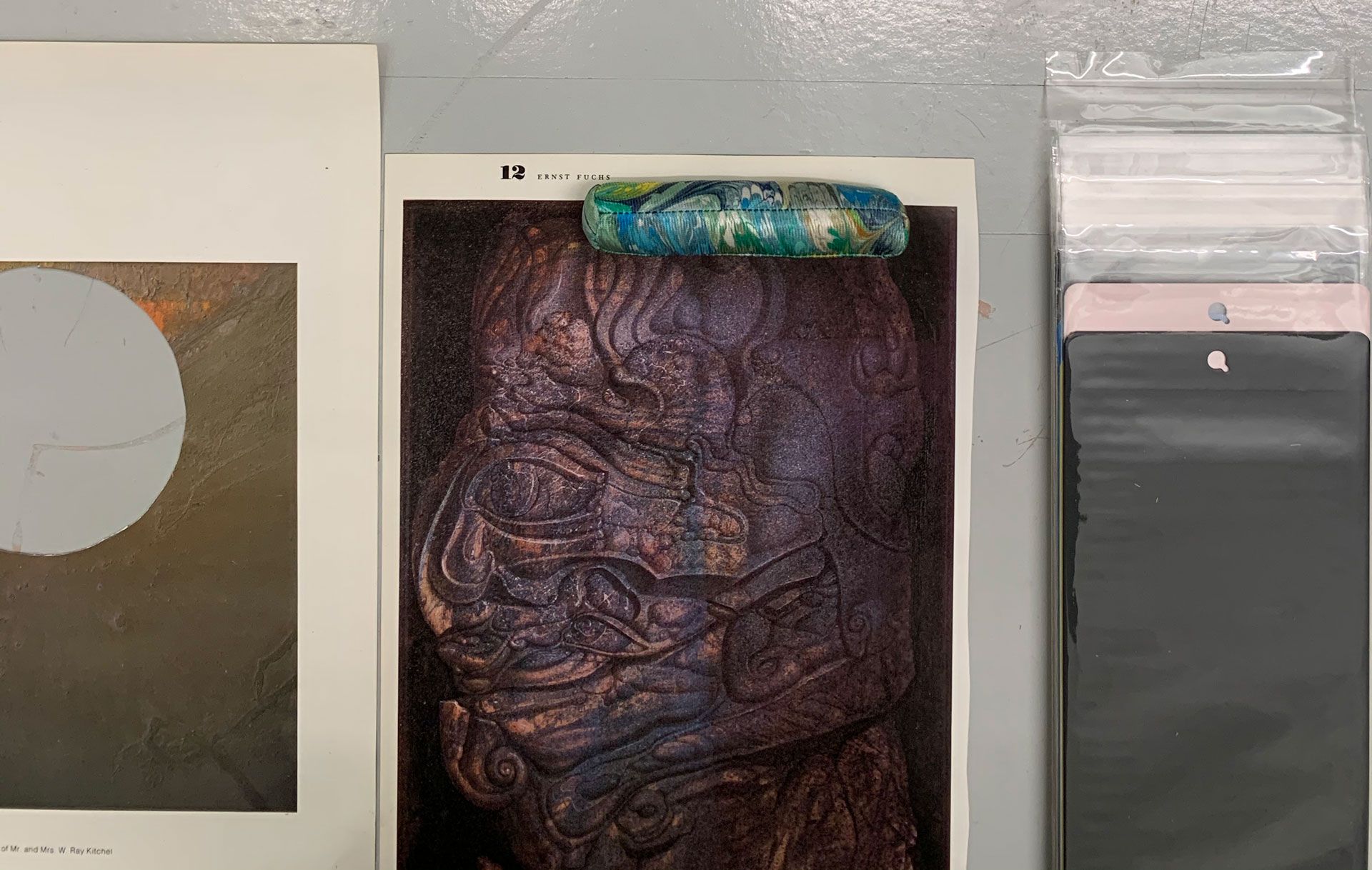 A color study in Carol Bove's studio.