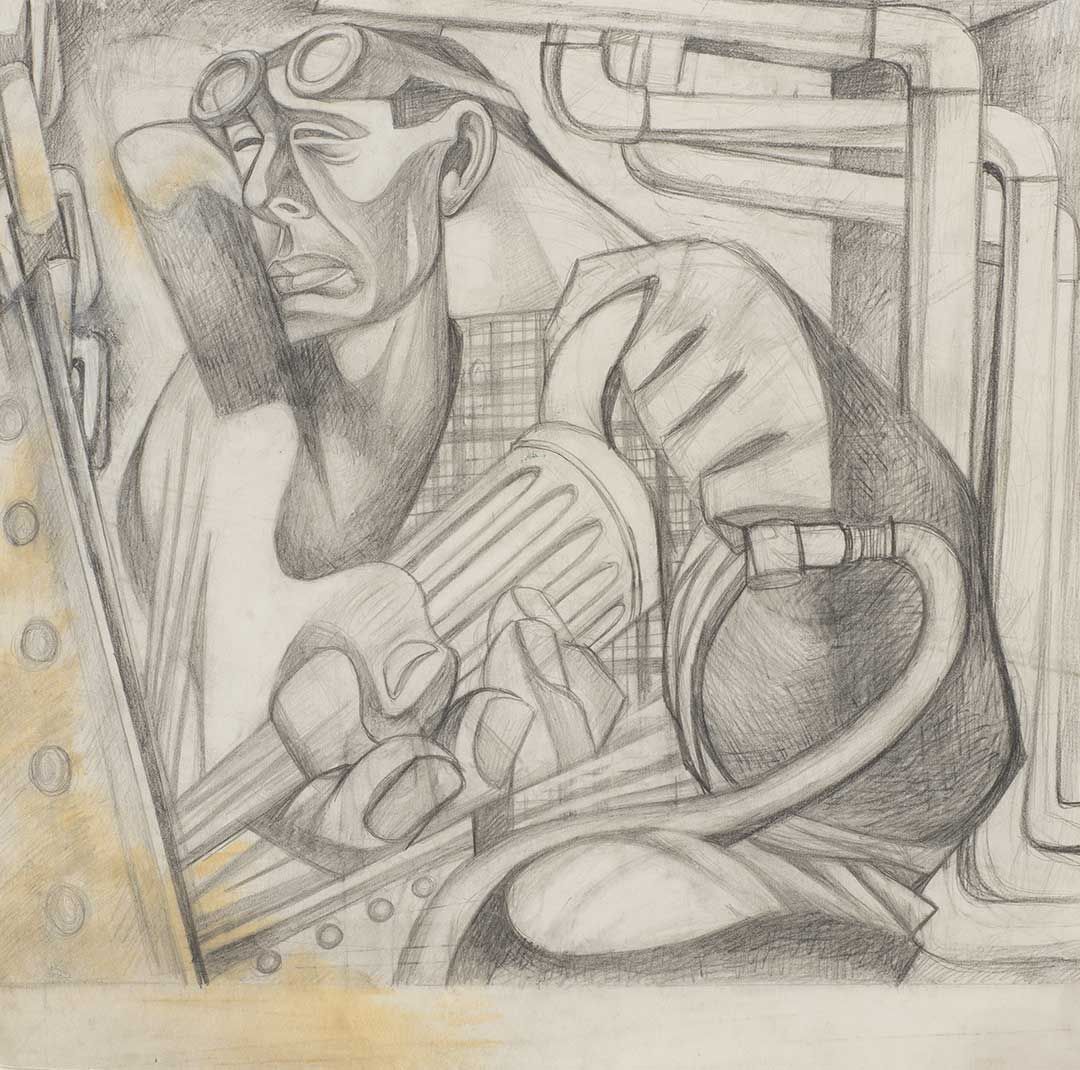 An untitled drawing on paper by Charles White, circa 1943.
