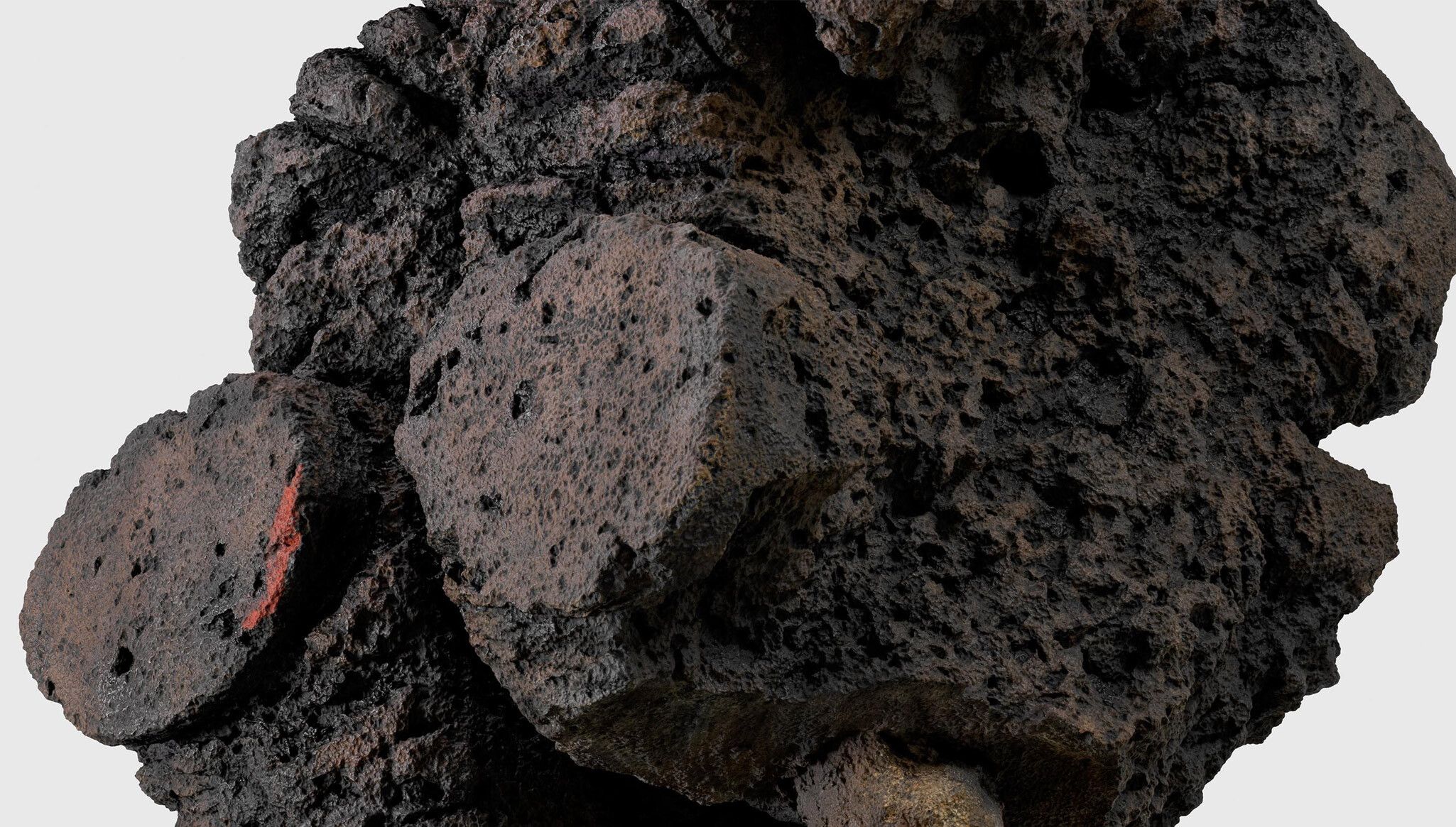 A detail of a sculpture by Huma Bhabha, Even Stones Have Eyes, dated 2023