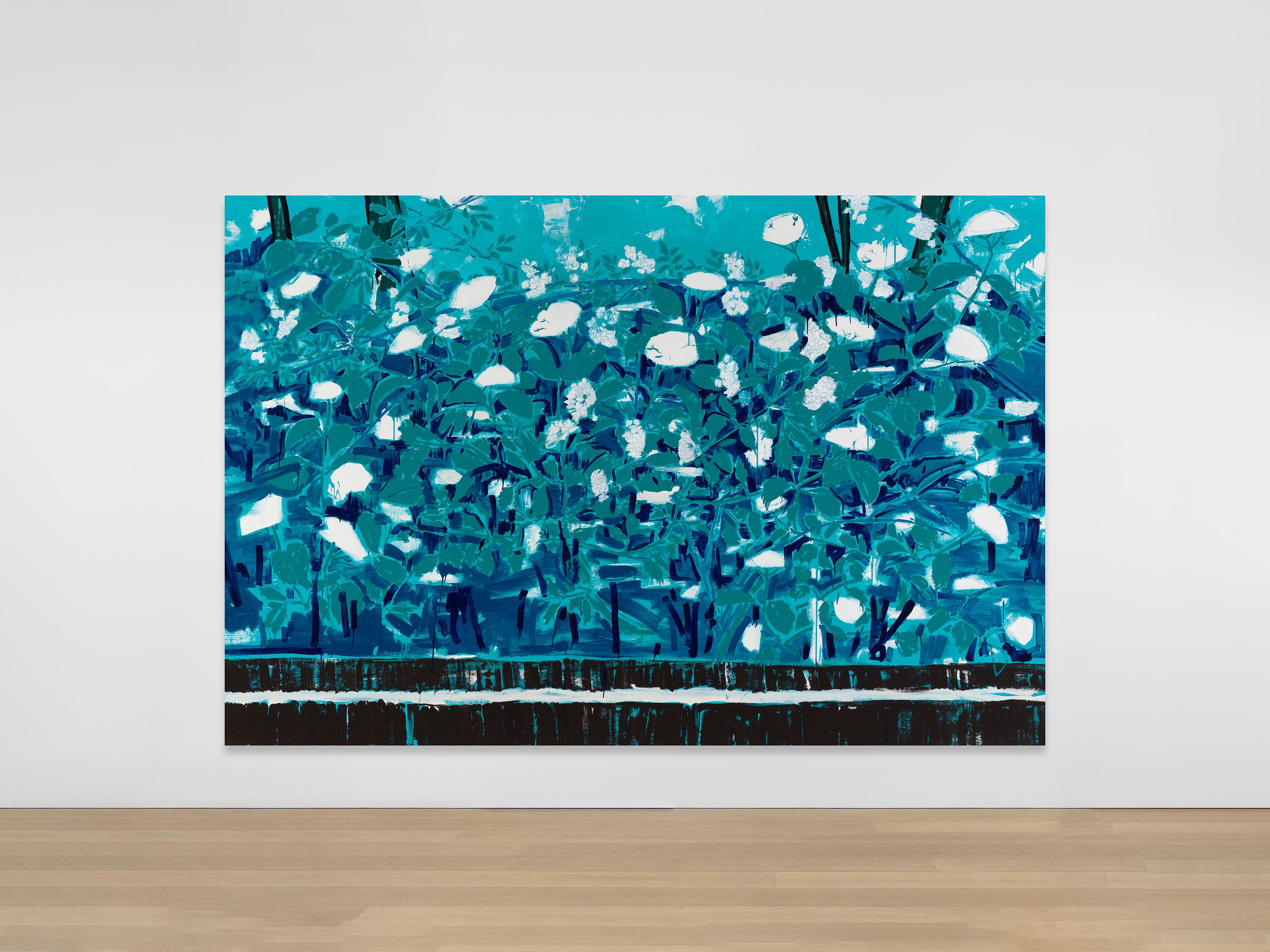 A painting by Cy Gavin, titled Untitled (Border: blackhaw viburnum & multiflora rose), dated 2021.