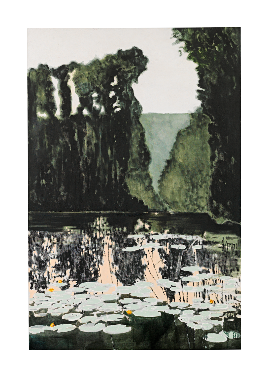 A painting by Mamma Andersson titled Pond, dated 2019.