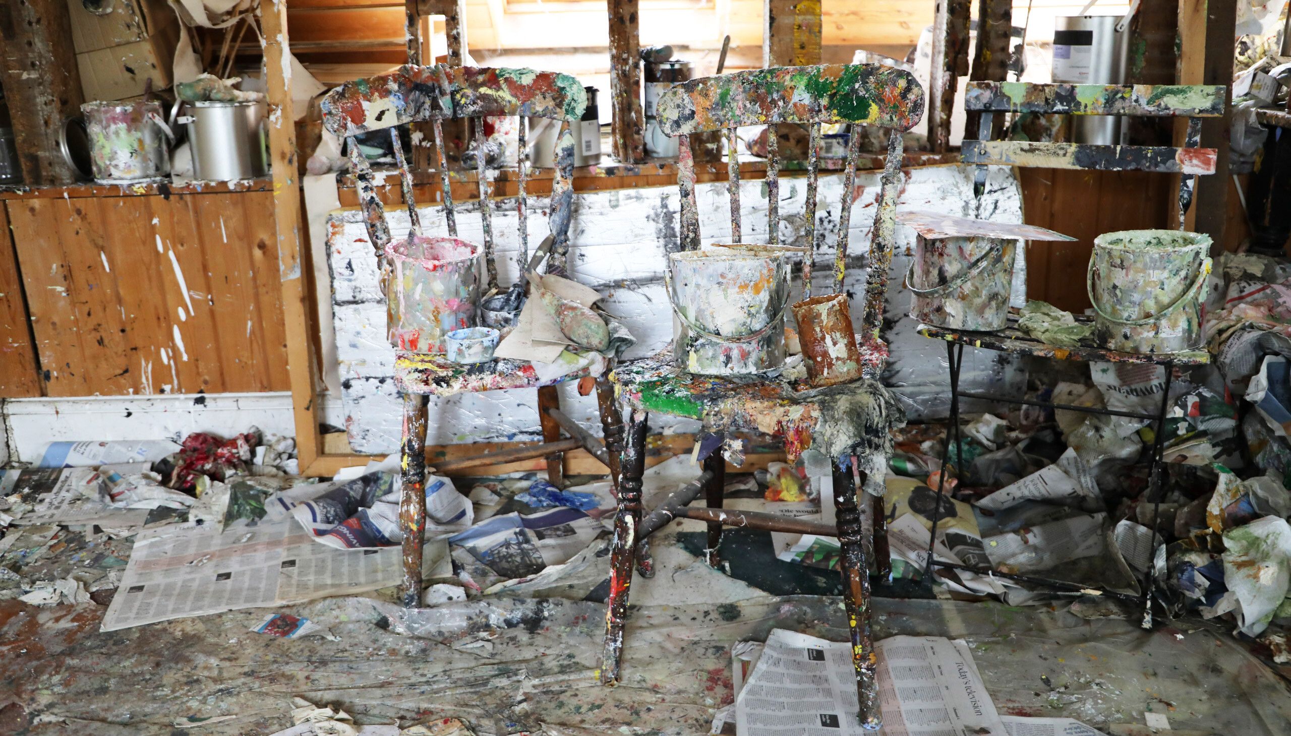 A photo taken at Rose Wylie’s home and studio, dated 2021.