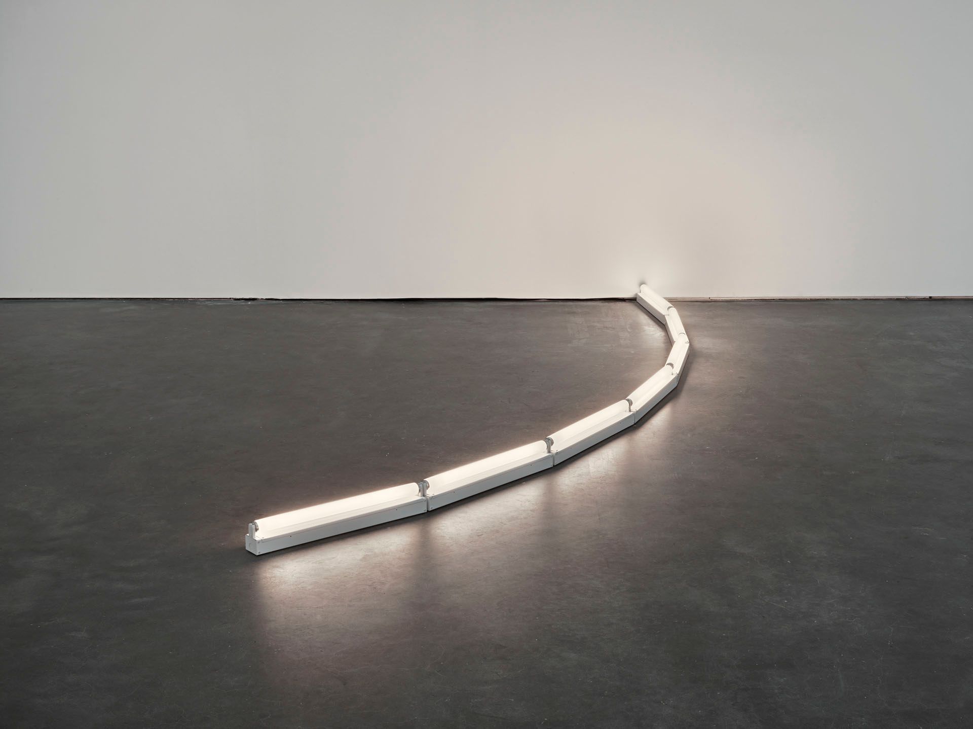 An untitled sculpture, composed of fluorescent light, by Dan Flavin, dated 1964.