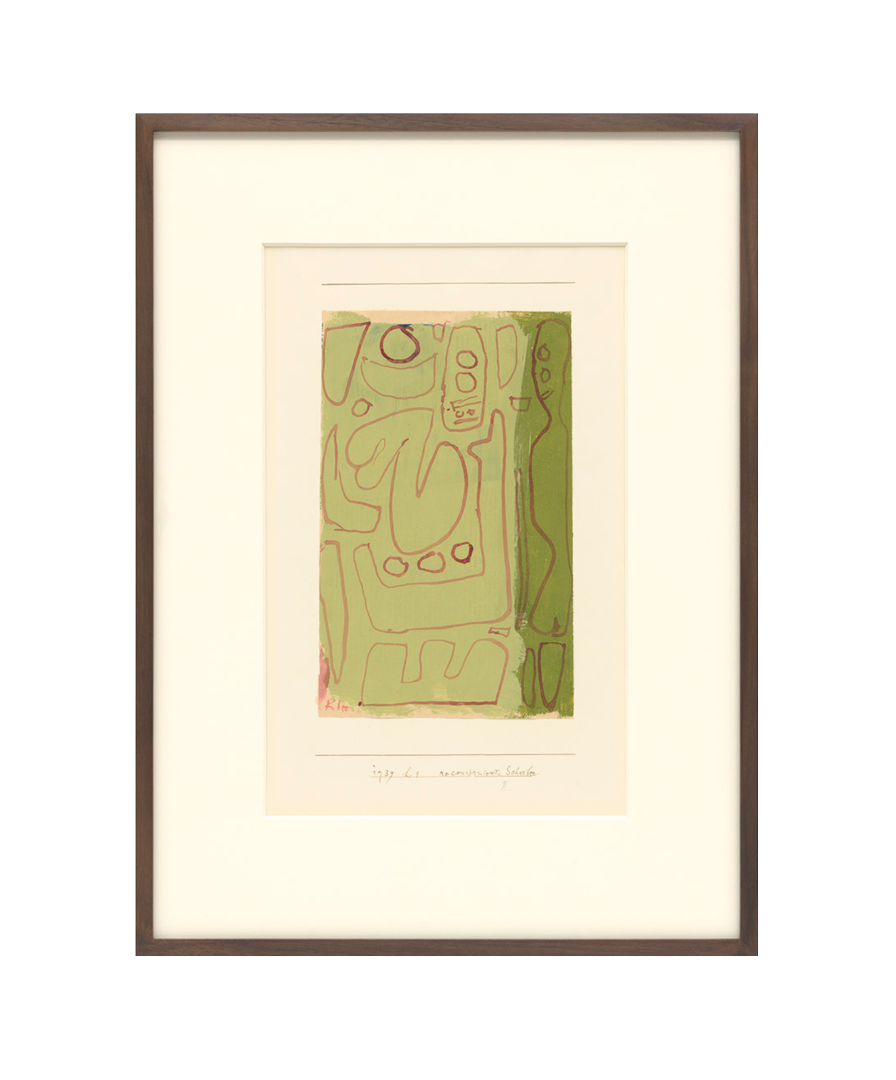 A drawing by Paul Klee, titled reconstruierte Scherben (Reconstructed shards), dated 1939.