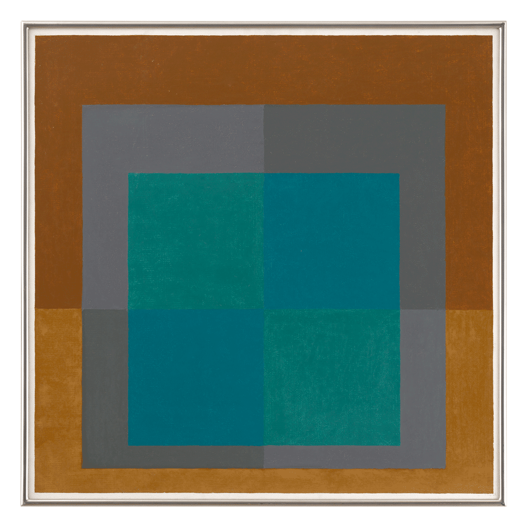 An oil painting on Masonite by Josef Albers, titled Homage to the Square, dated 1961.