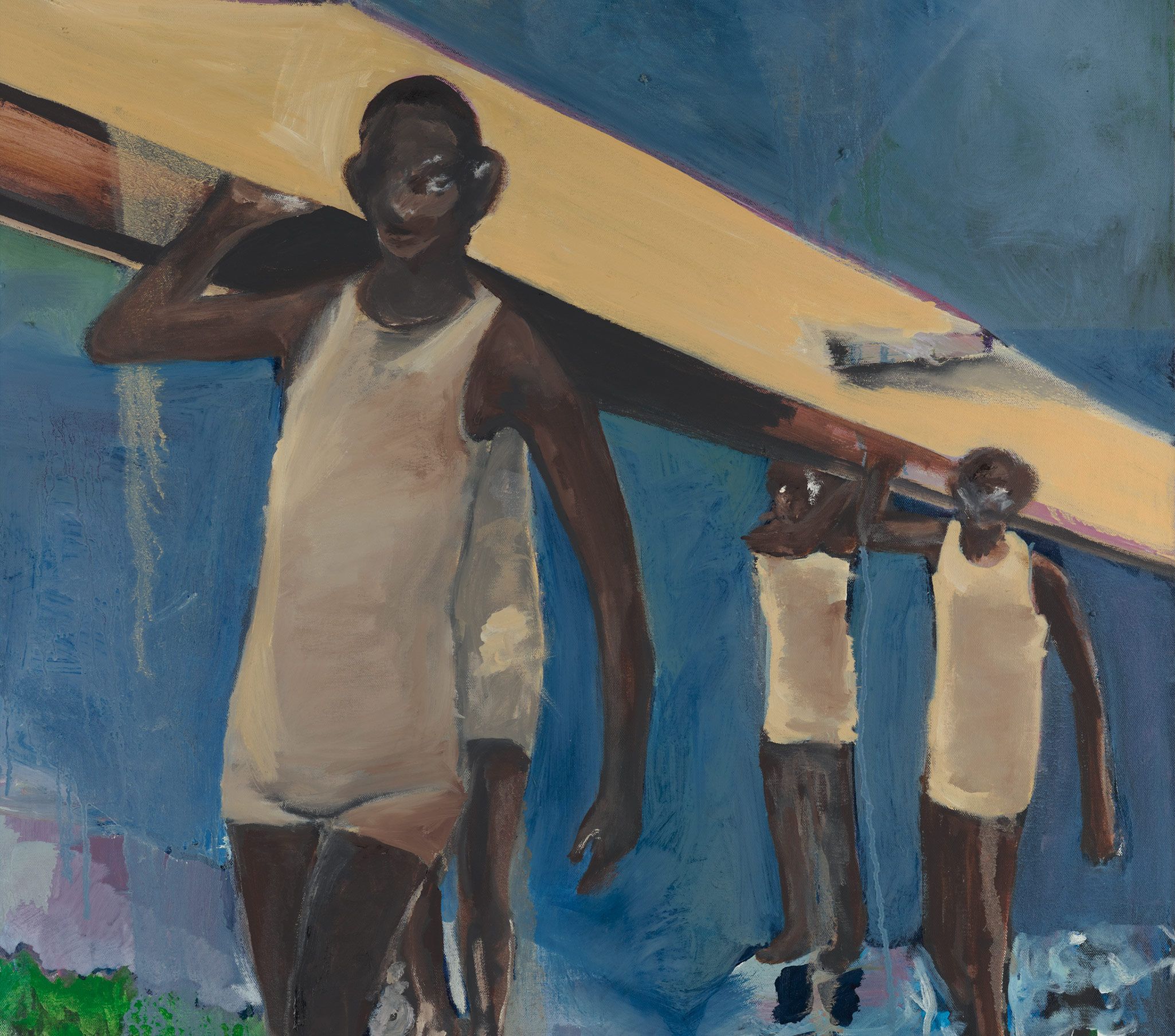 A detail from a painting by Noah Davis, titled The Year of the Coxswain, dated 2009.