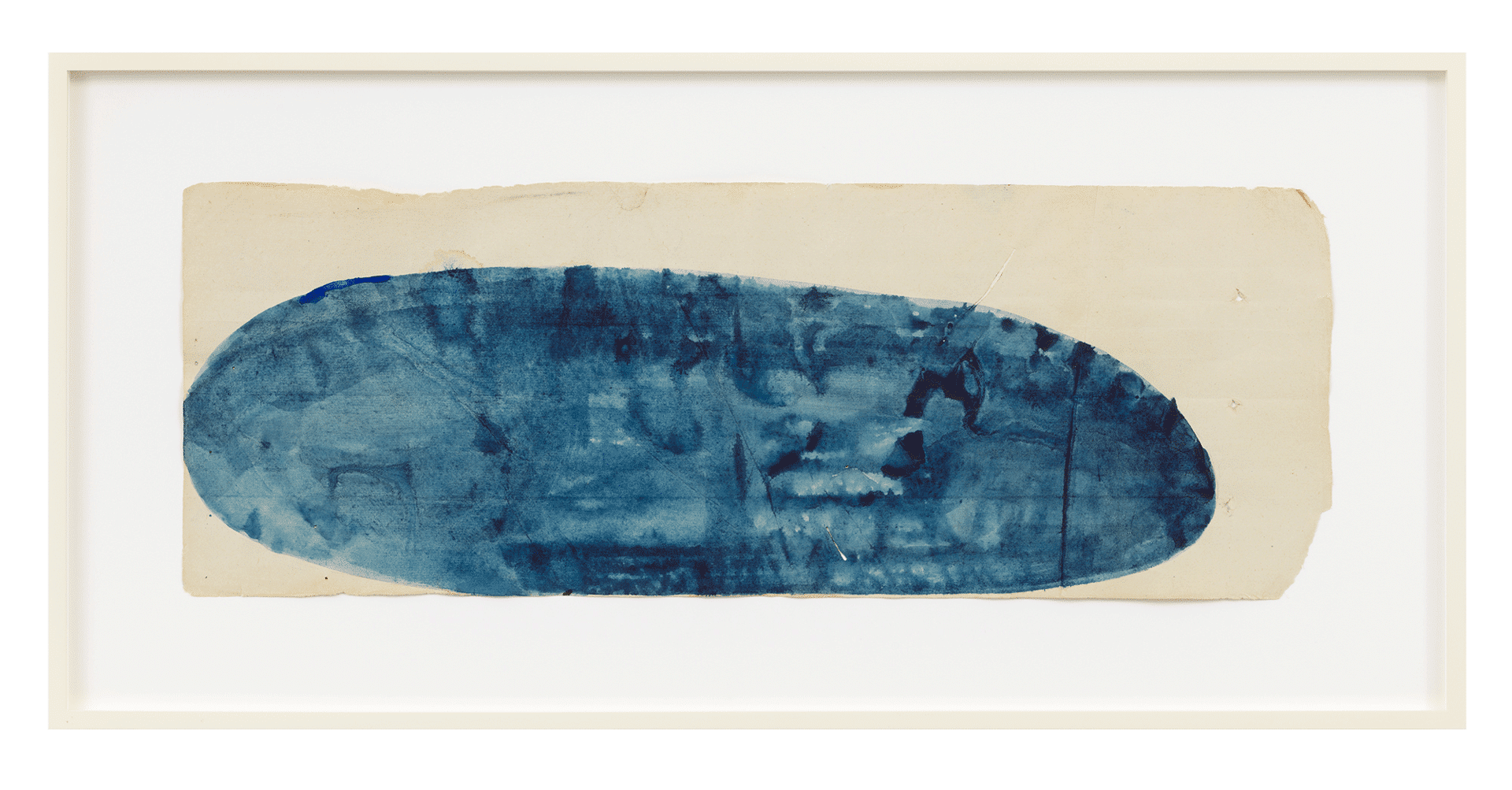 A watercolor by Suzan Frecon, titled small quantities indigo and blue, dated 2016.
