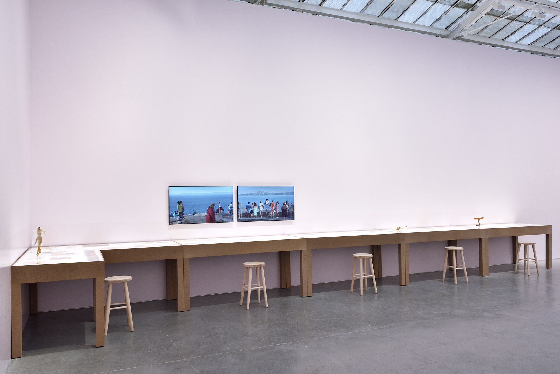 An installation by Francis Alÿs, titled Untitled (Study for 'Don't Cross the Bridge Before You Get to the River'), dated 2007-2020.