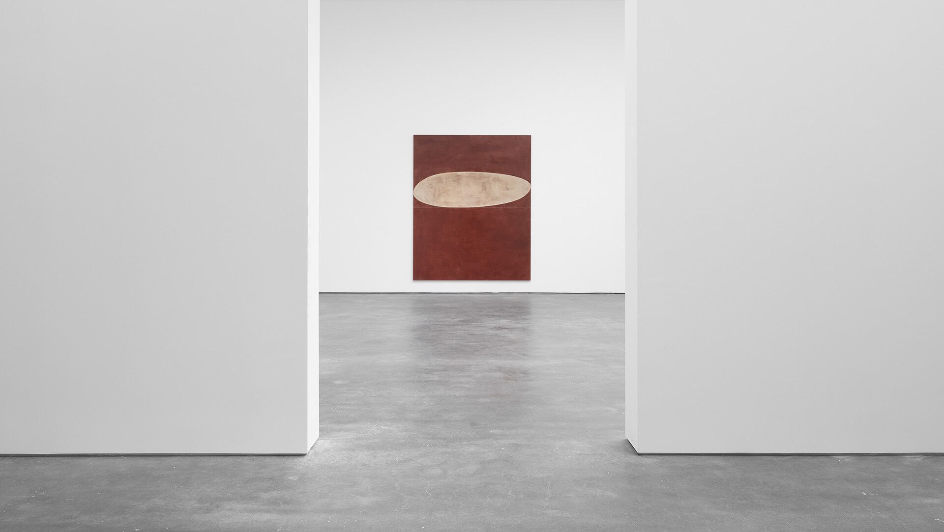 An installation view of an exhibition titled Suzan Frecon: oil paintings, at David Zwirner, New York, in 2020.