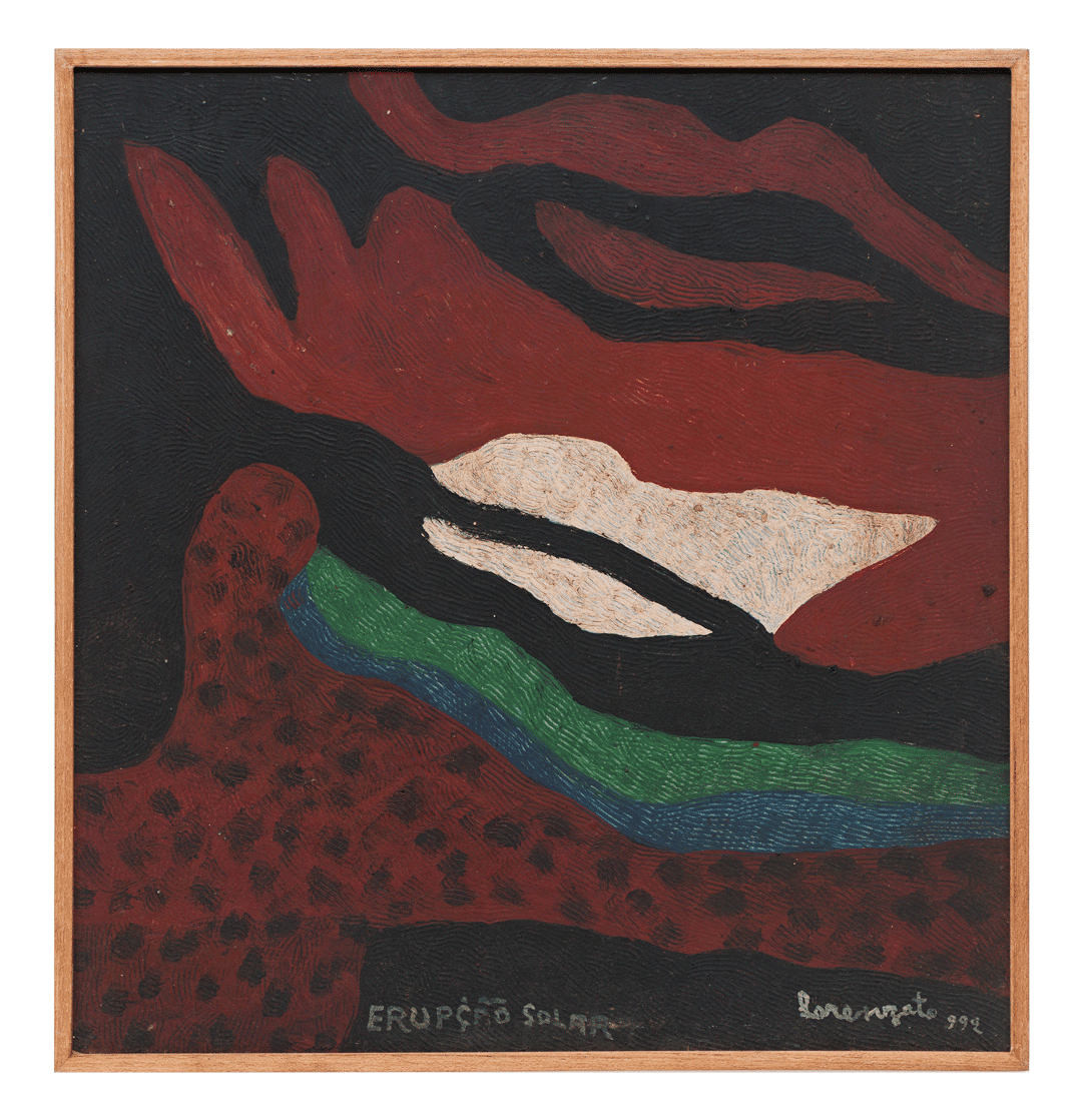 A painting by Amadeo Luciano Lorenzato, titled Solar Erupção (Solar Eruption), dated 1992.
