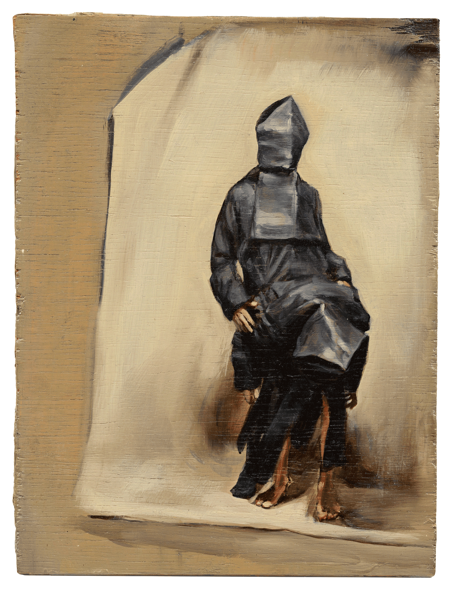 A painting by Michaël Borremans, titled Black Mould / Pogo, dated 2015.