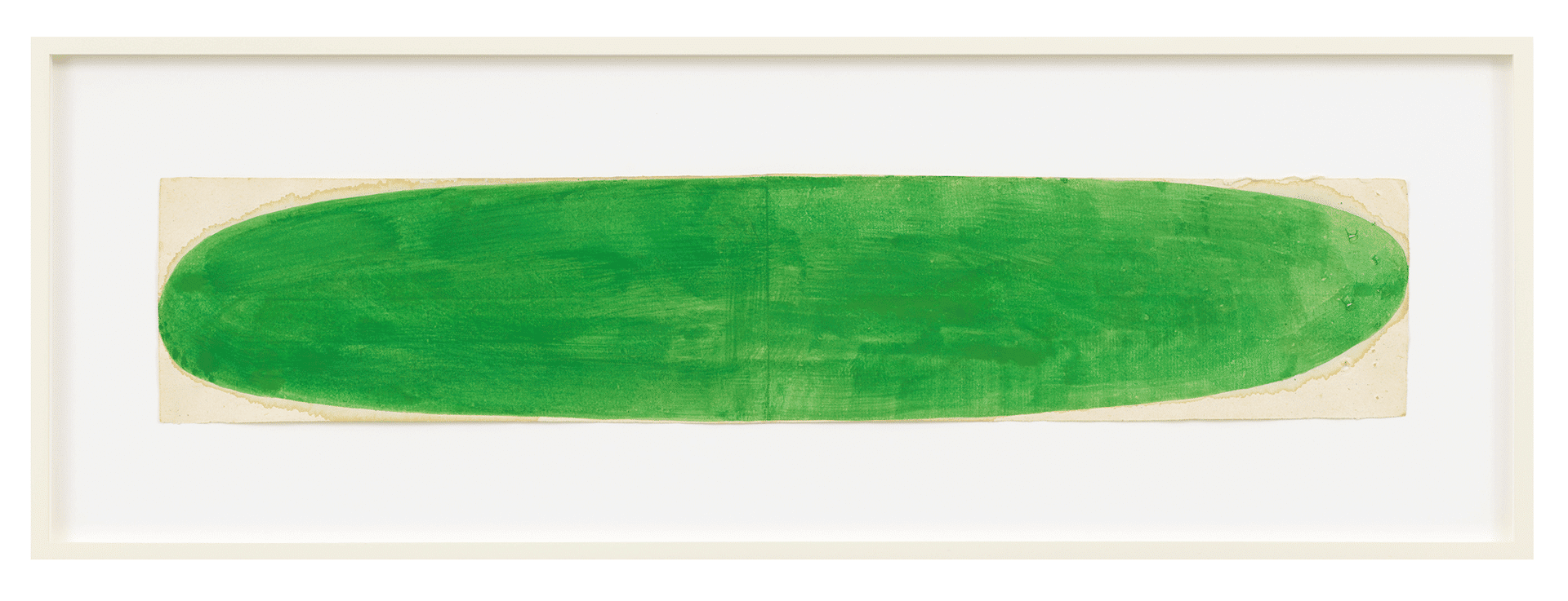 A watercolor by Suzan Frecon, titled vivid green composition on a long format, dated 2016.