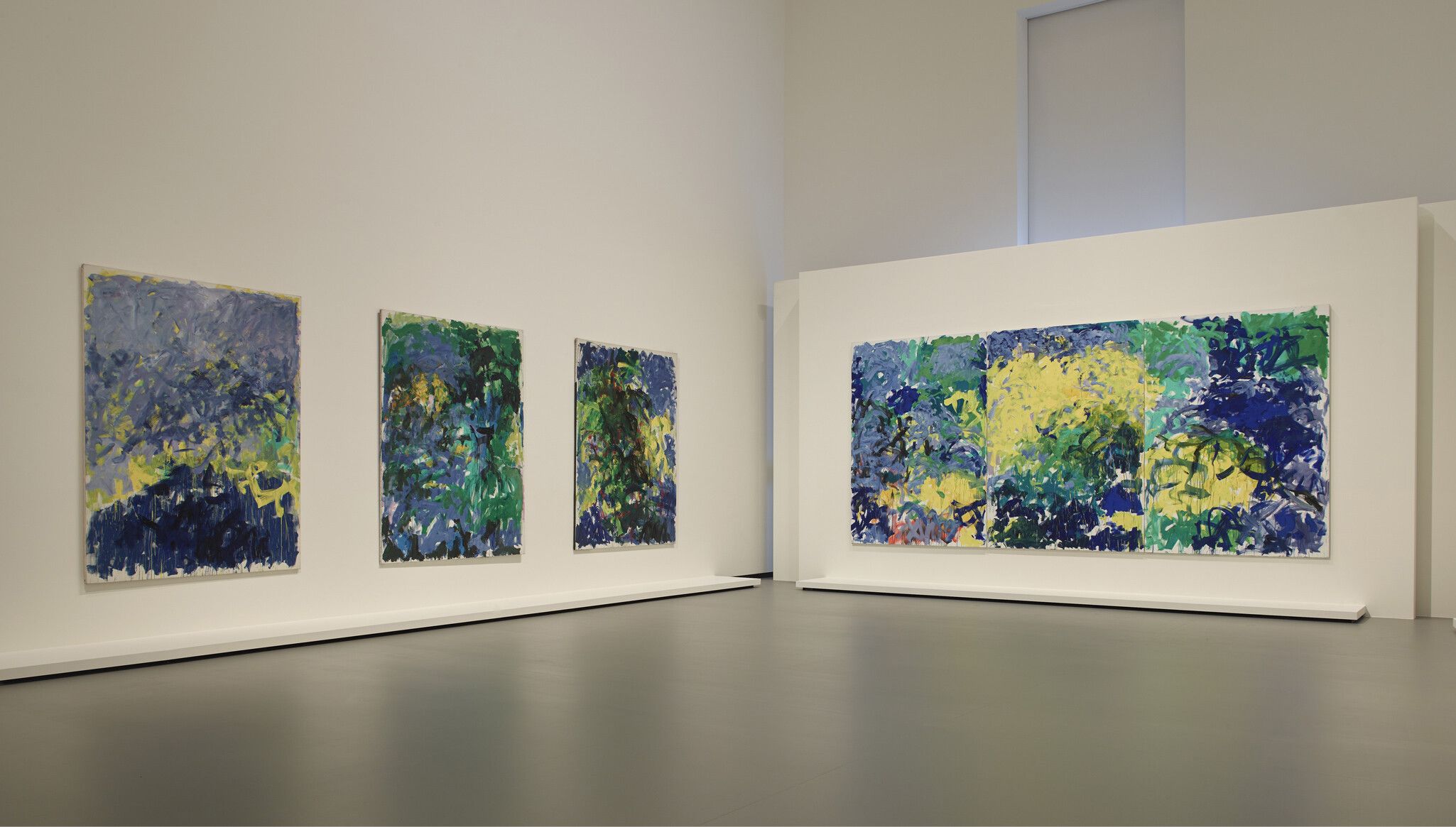 An installation view of the exhibition "Monet – Mitchell," at the Fondation Louis Vuitton in Paris, dated 2022.