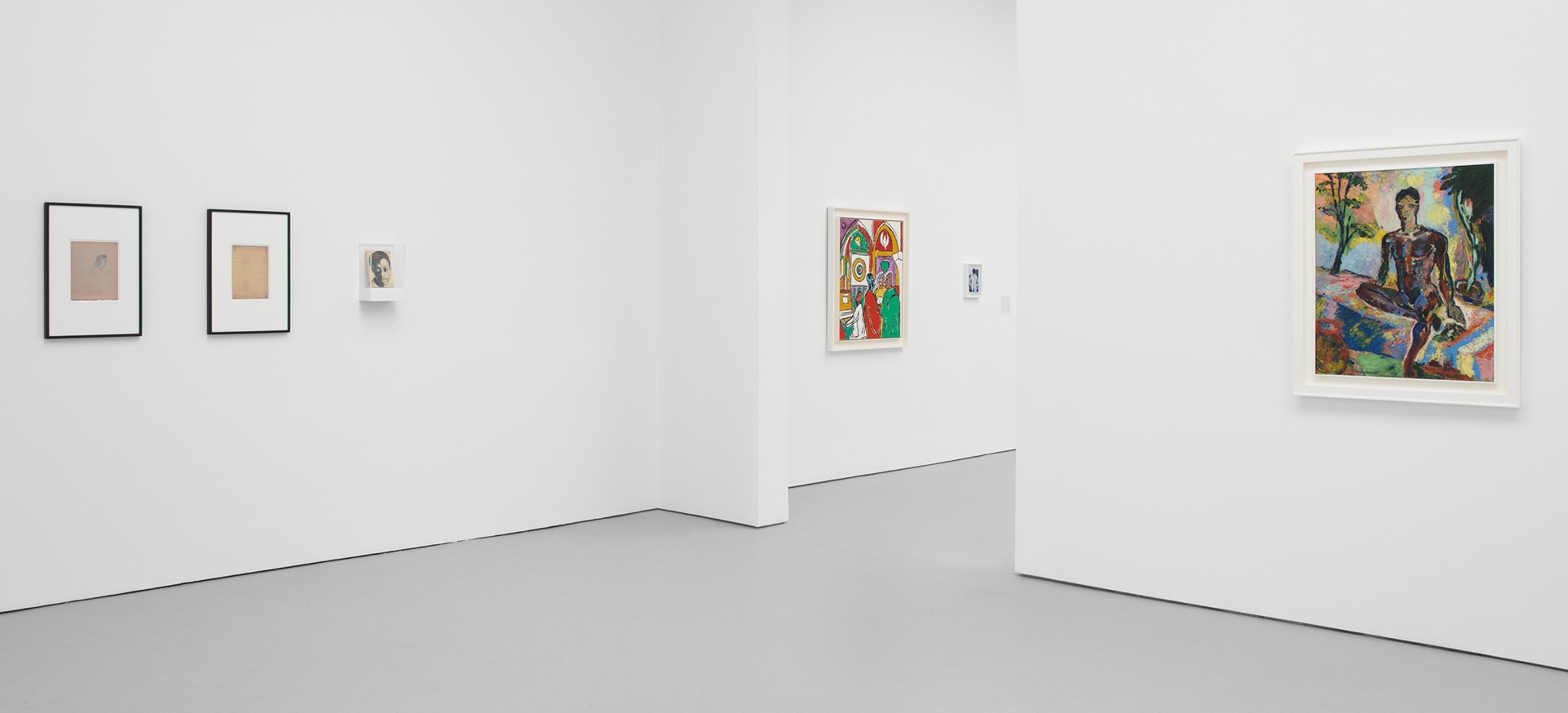 Installation view of the exhibition, God Made My Face: A Collective Portrait of James Baldwin, curated by Hilton Als, at David Zwirner in New York, dated 2019.