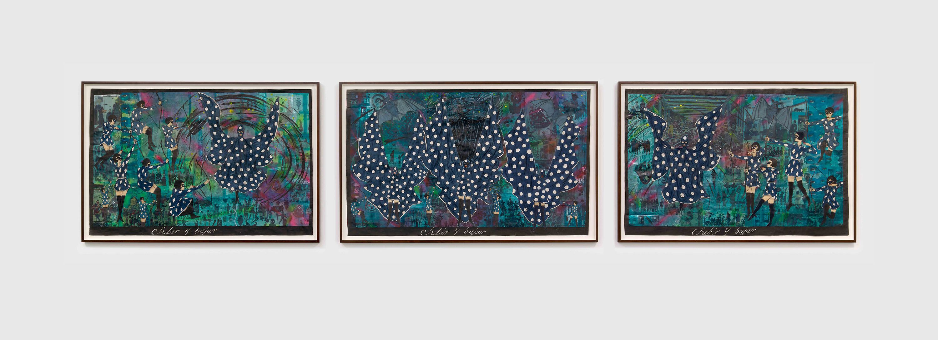 A work on paper by Marcel Dzama, titled To Rise and To Fall and To Rise and To Fall and To Rise and To Fall Again, dated 2018.