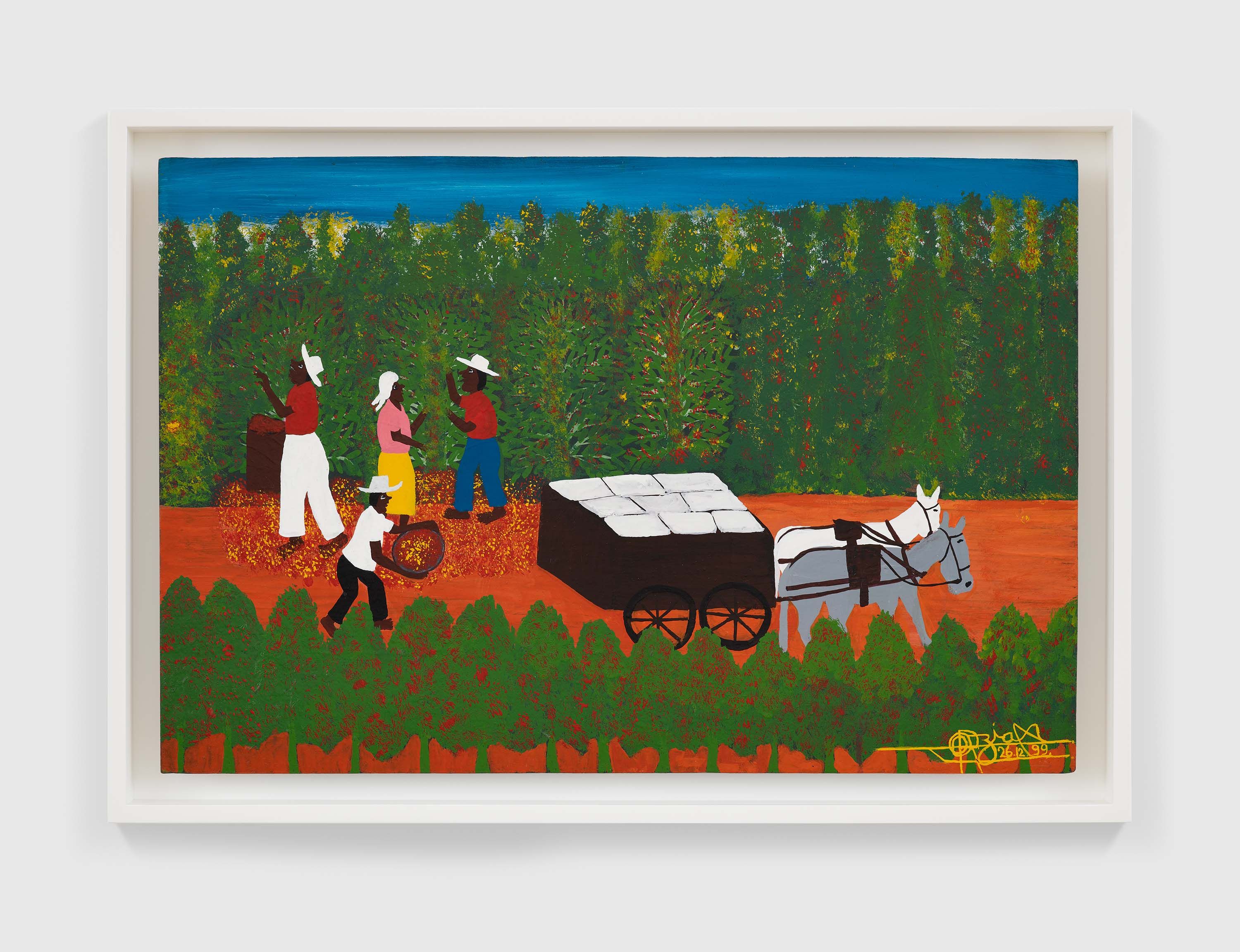 A painting by Odoteres Ricardo de Ozias, titled Plantação de Café, dated 1999.