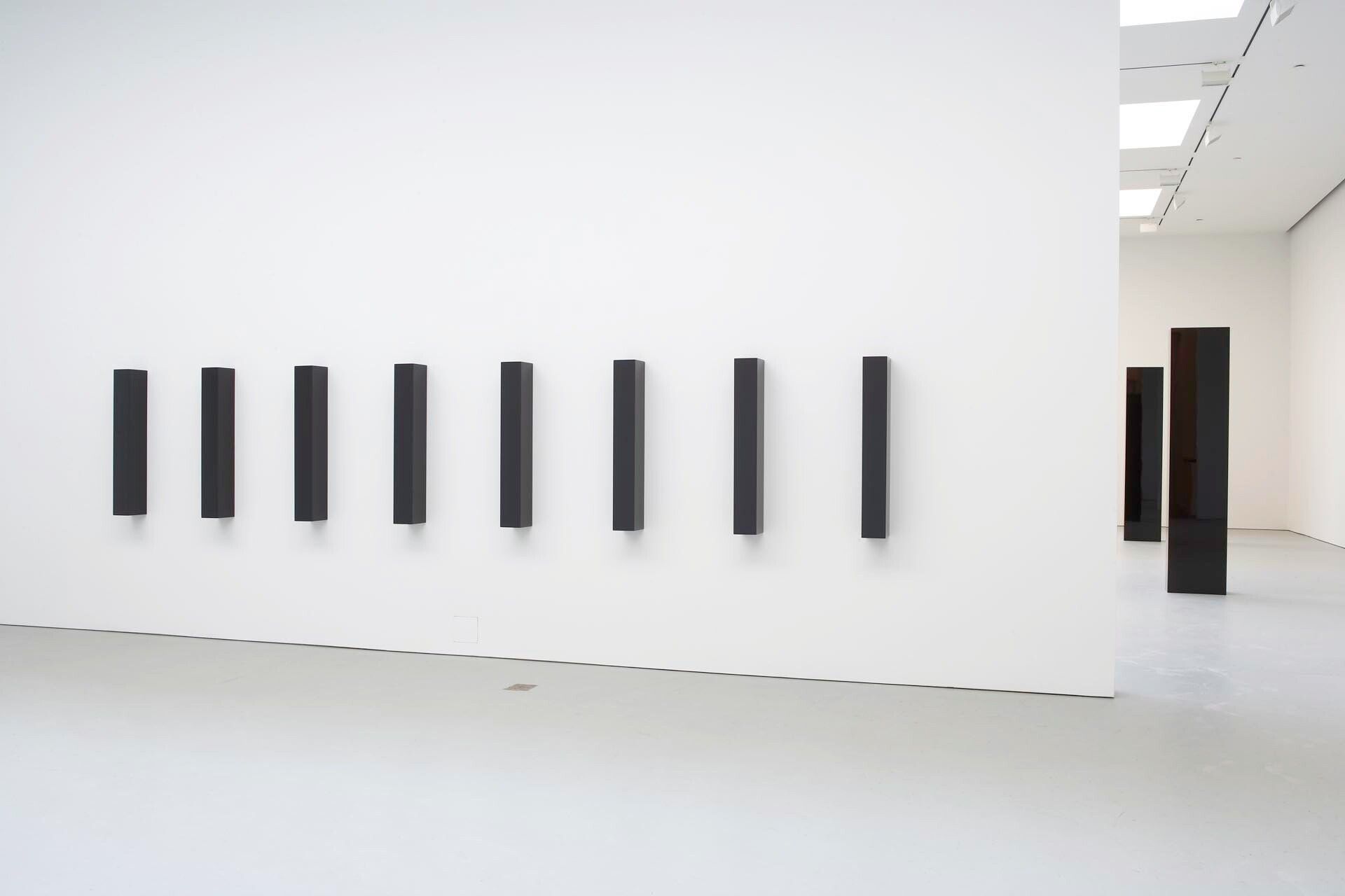 Installation view of the exhibition John McCracken, at David Zwirner in New York, dated 2006.
