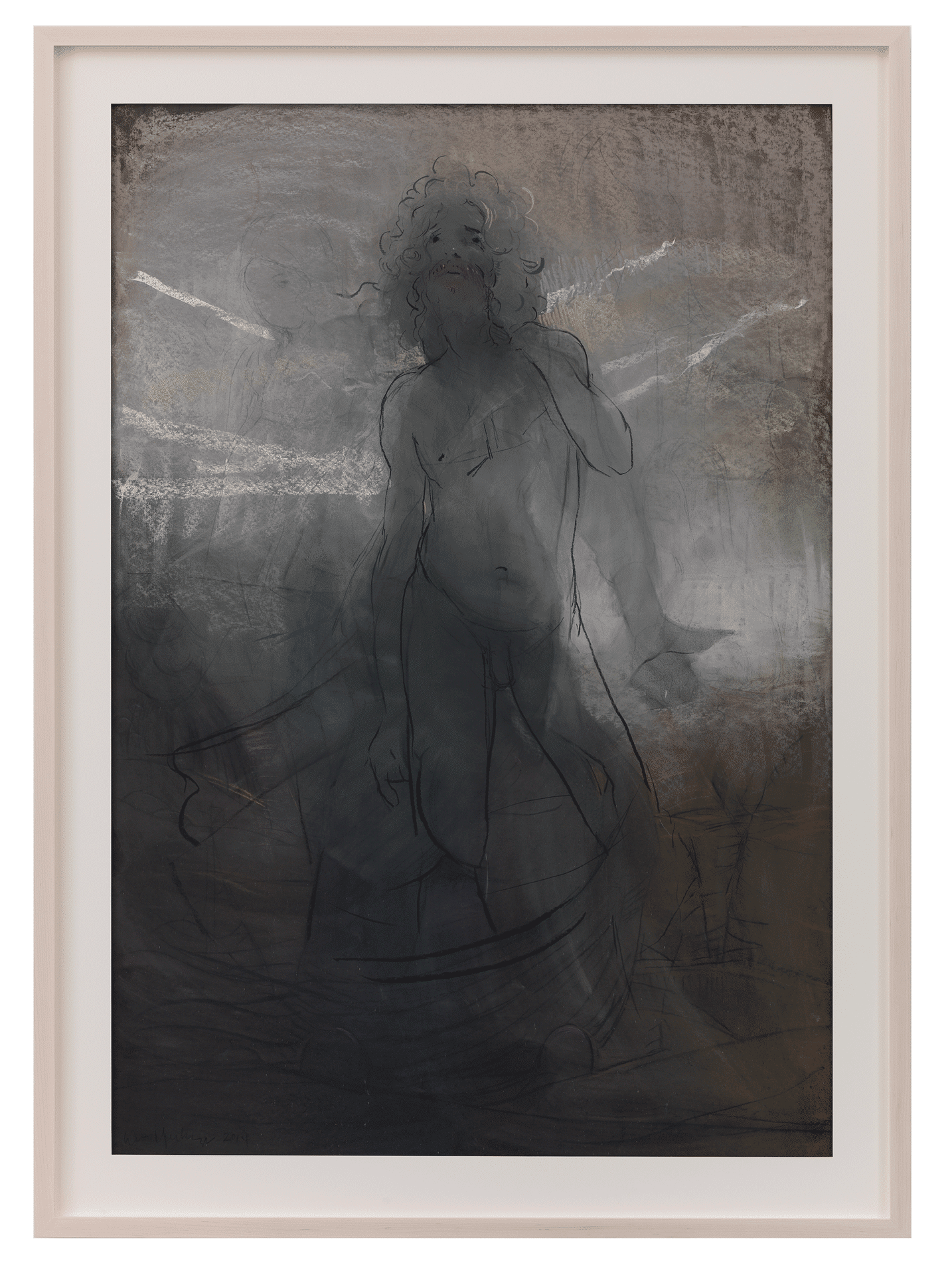 A mixed media work on paper by Lisa Yuskavage, titled God of Hippies, dated 2014.