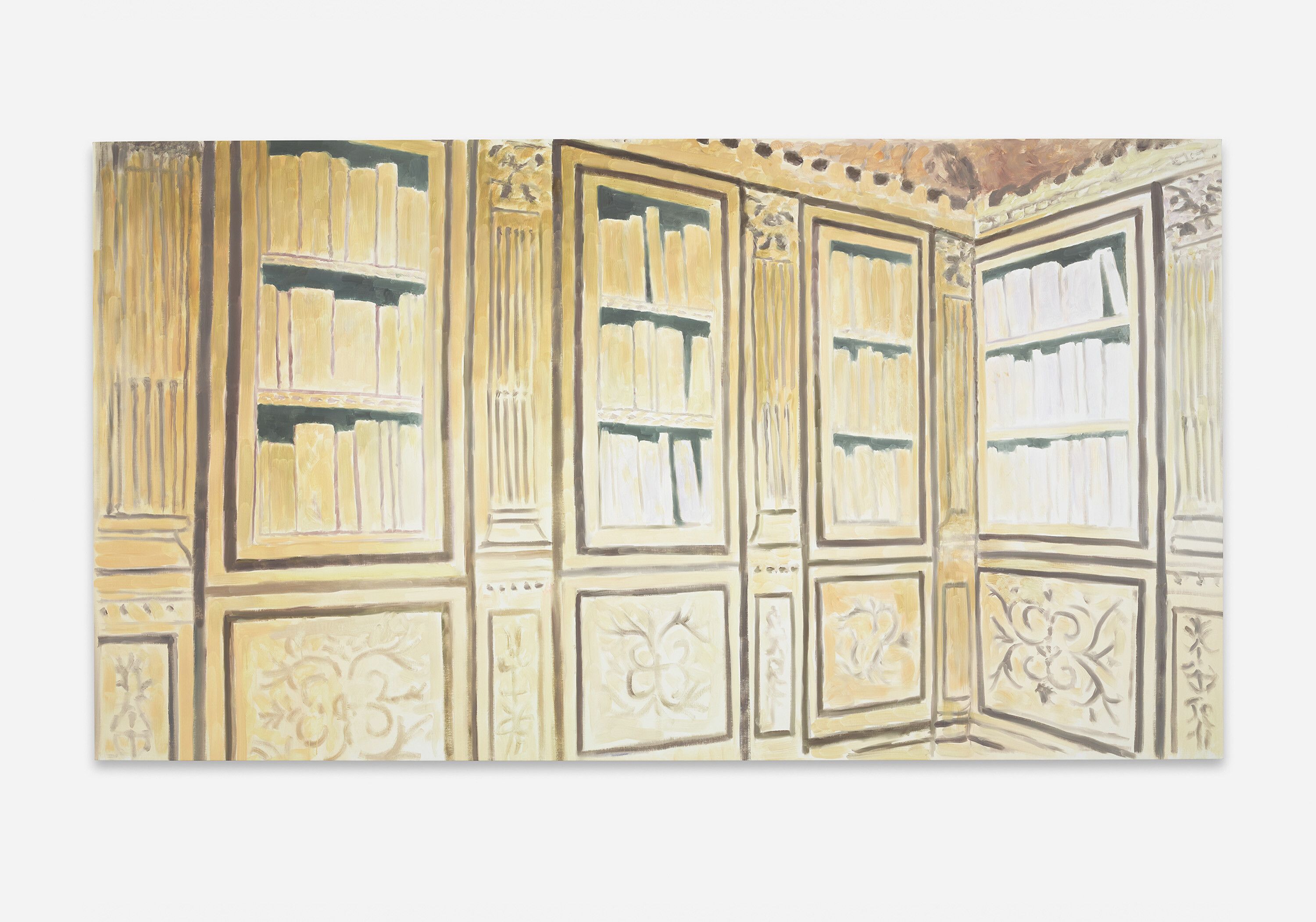 A painting by Luc Tuymans, titled Library, dated 2021.