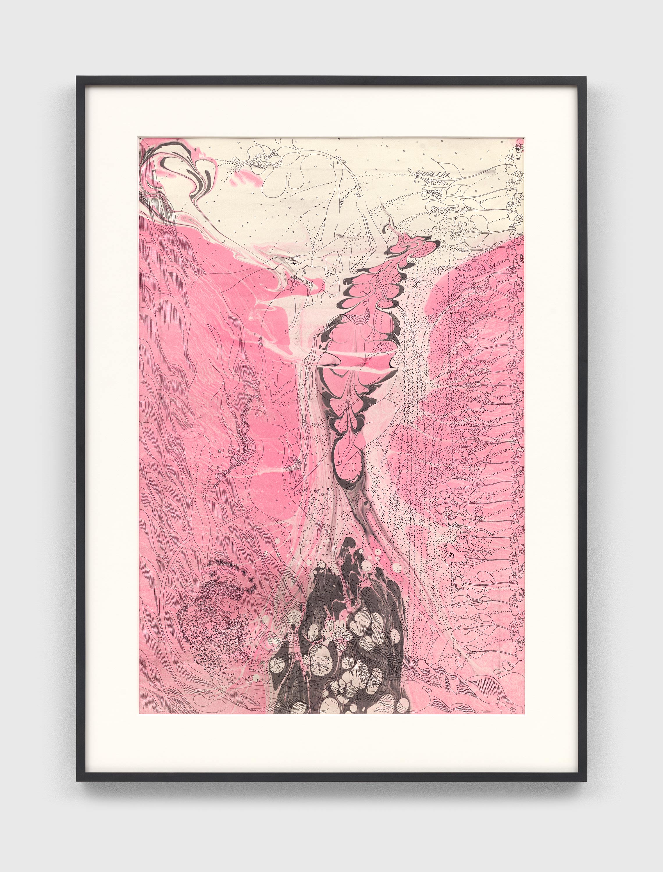 A mixed media artwork by Chris Ofili, titled Pink Afternoon, dated 2021.