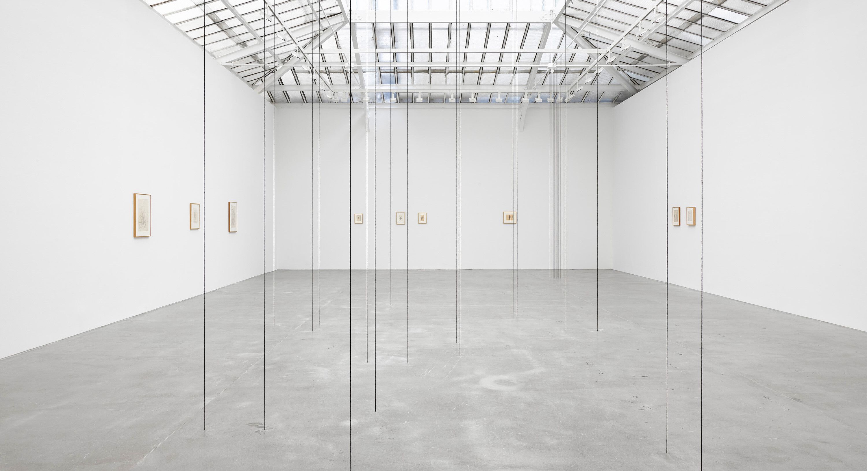An installation view from an exhibition titled Giacometti / Sandback, L'Objet invisible at David Zwirner Paris in 2022.