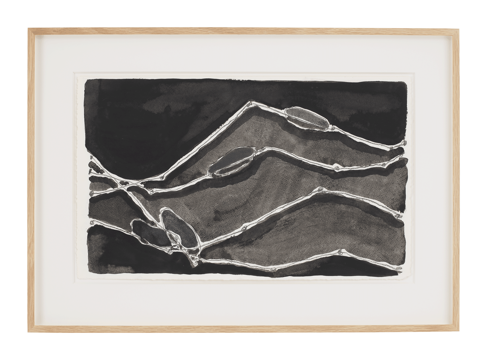 A mixed media work on paper by Al Taylor, titled Wave Theory with Fish Floats (Rough Side), dated 1998.