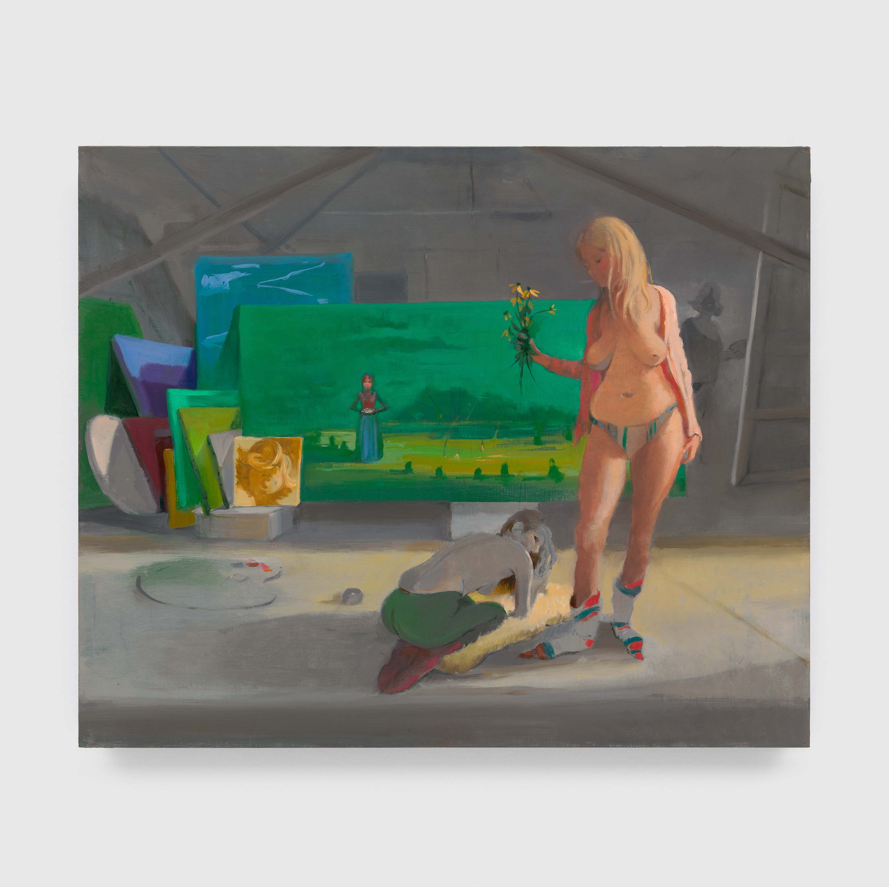 A painting by Lisa Yuskavage, titled Title to be confirmed, dated 2023.