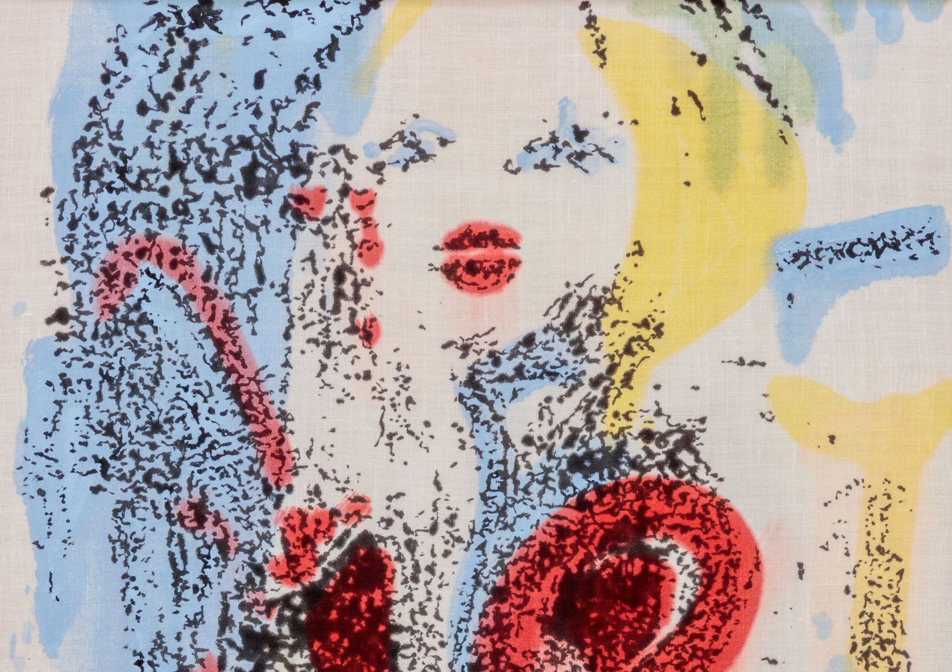 A detail from a painting by Nate Lowman, titled Untitled Marilyn #1, dated 2011