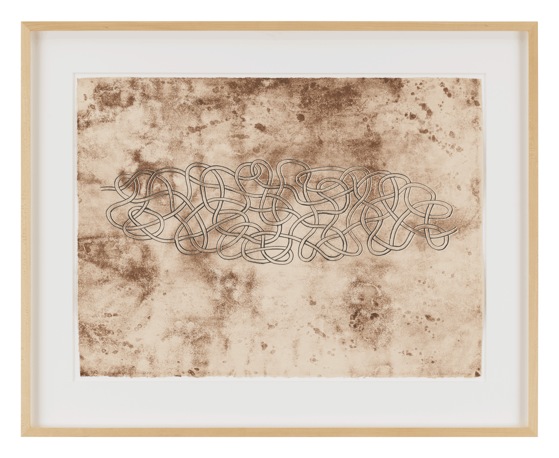 A print by Anni Albers, titled Enmeshed I, dated 1963.