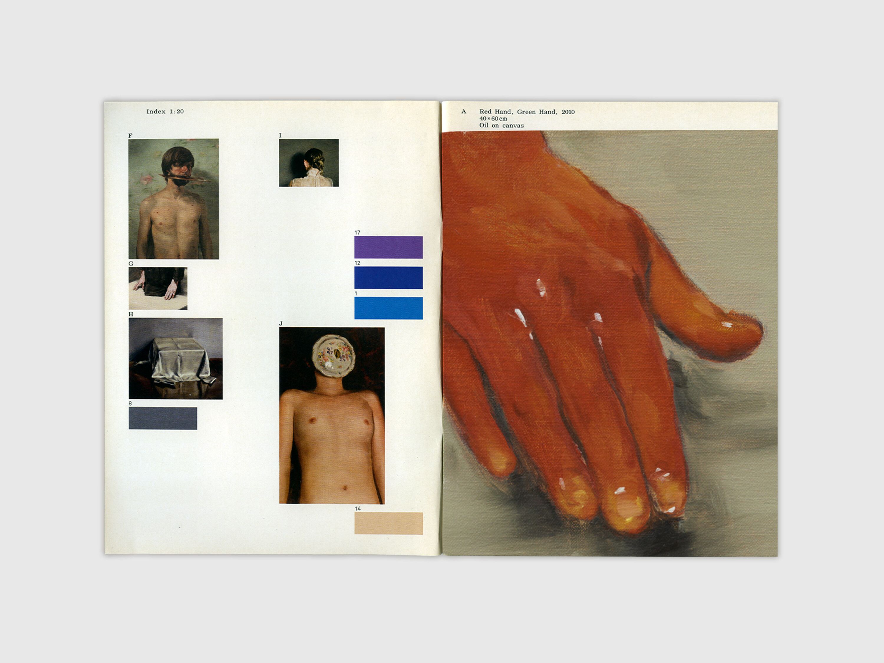 A book spread of Michael Borremans paintings