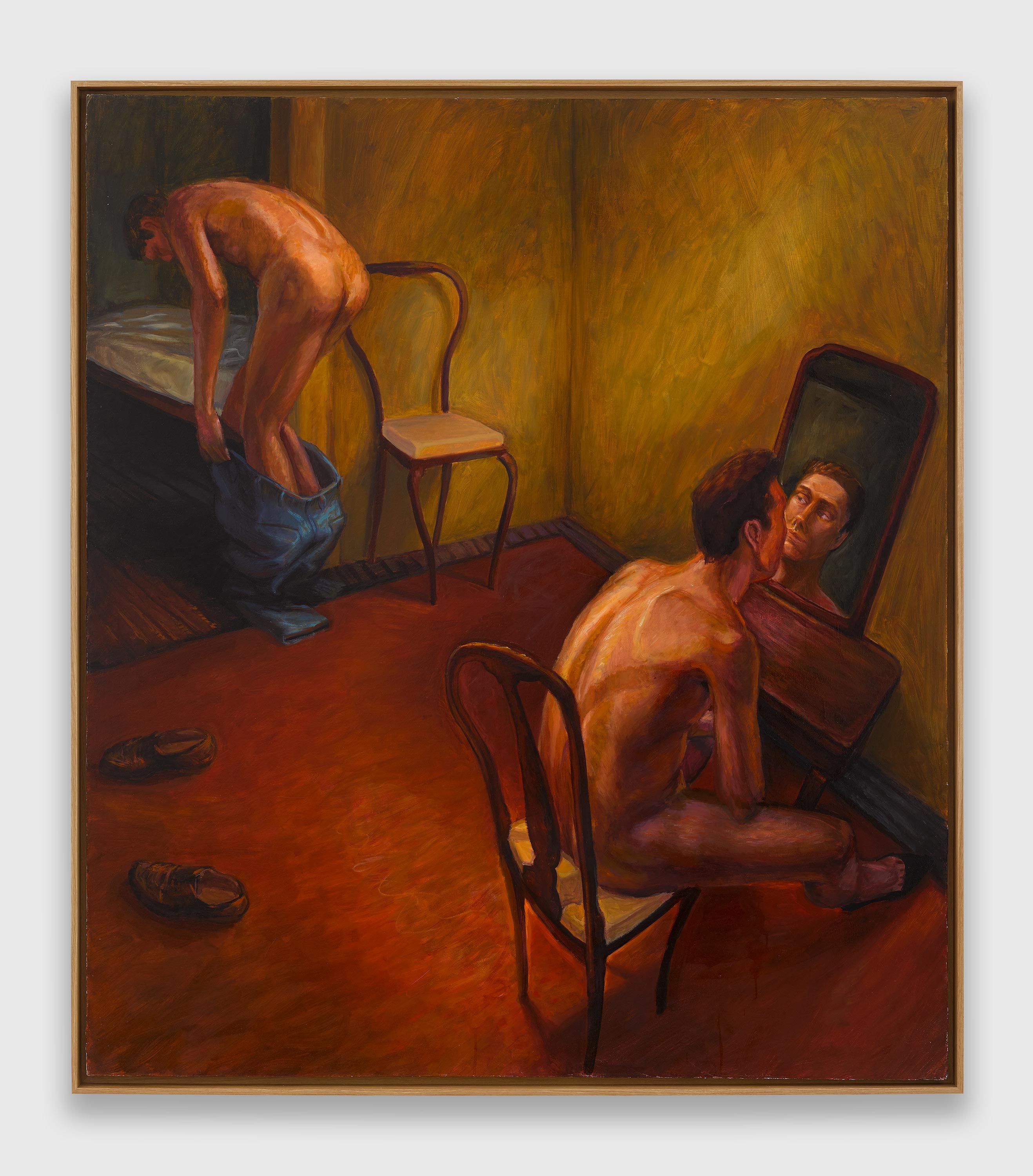 A painting by Hugh Steers, titled Two Chairs, dated 1993.