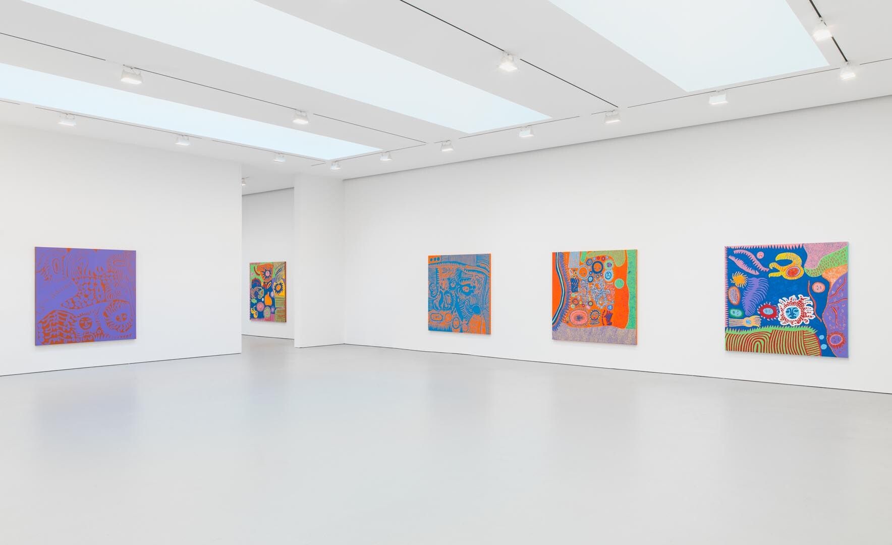 Installation view of the exhibition Yayoi Kusama: I Who Have Arrived In Heaven, at David Zwirner in New York, dated 2013.