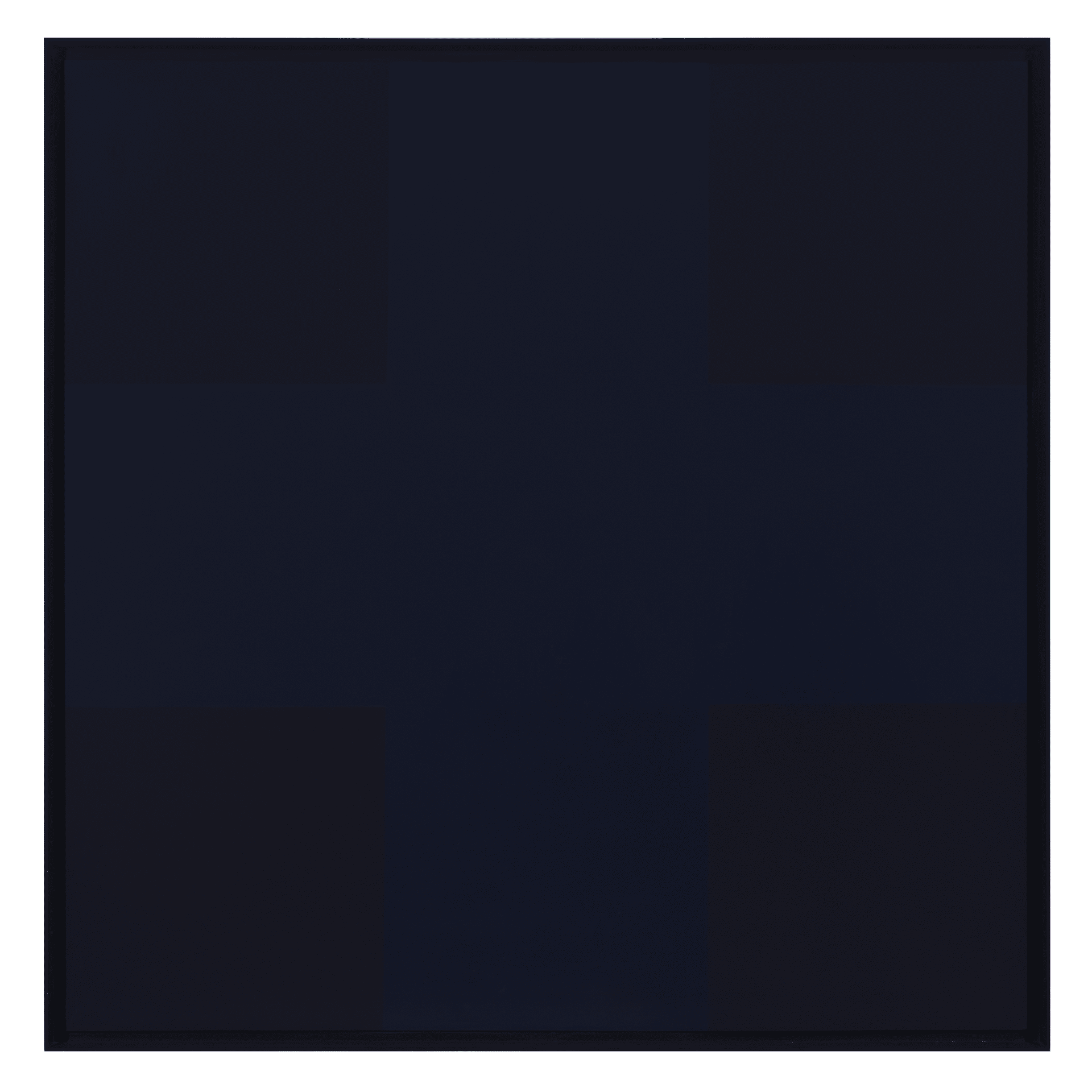 A painting by Ad Reinhardt, titled Abstract Painting, No. 34, dated 1964.