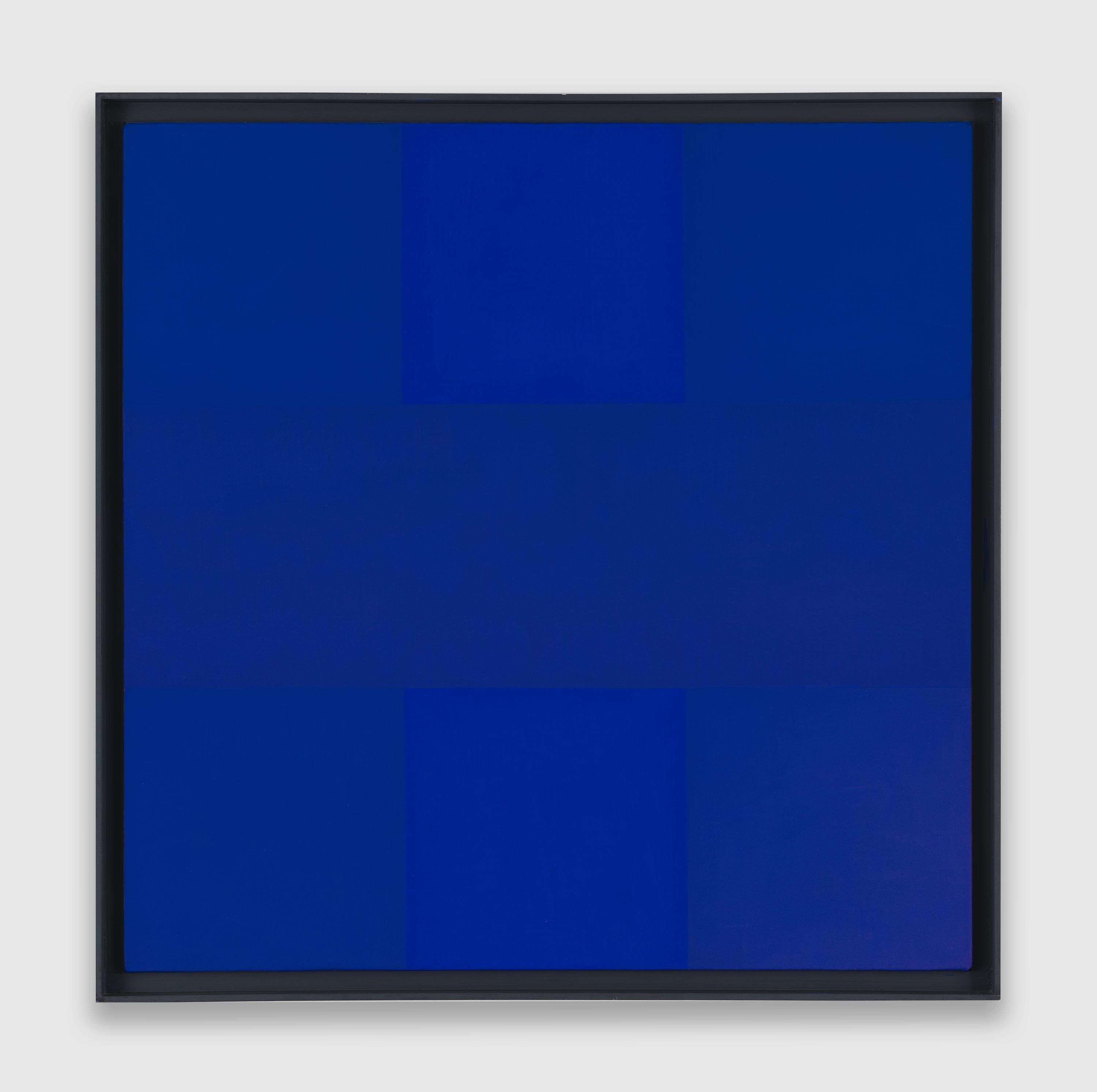 An oil on canvas artwork by Ad Reinhardt, titled Abstract Painting, Blue, dated 1953.