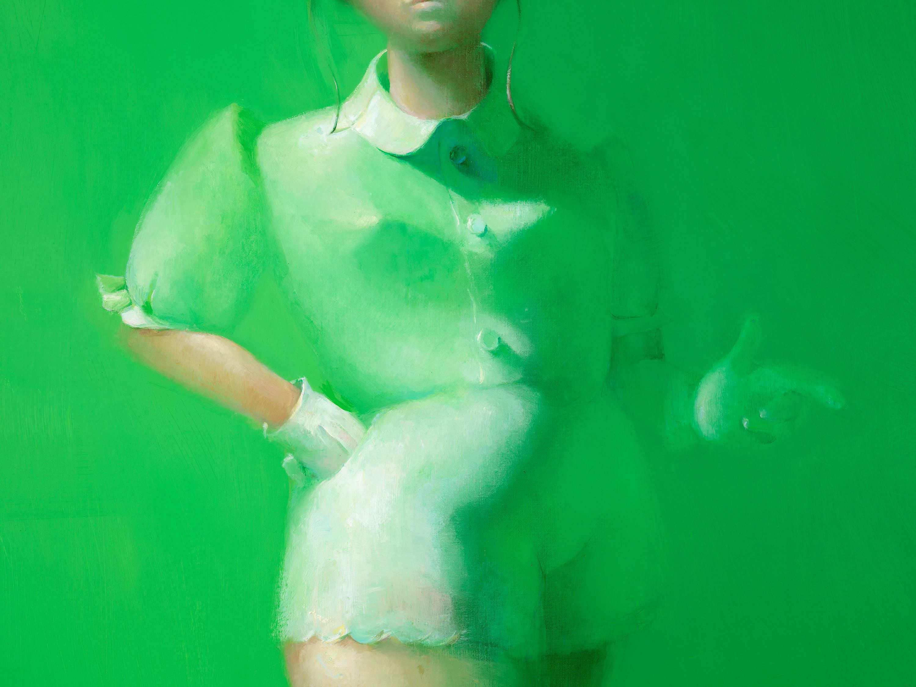 A detail from a painting by Lisa Yuskavage, titled Big Marie, dated 1993.
