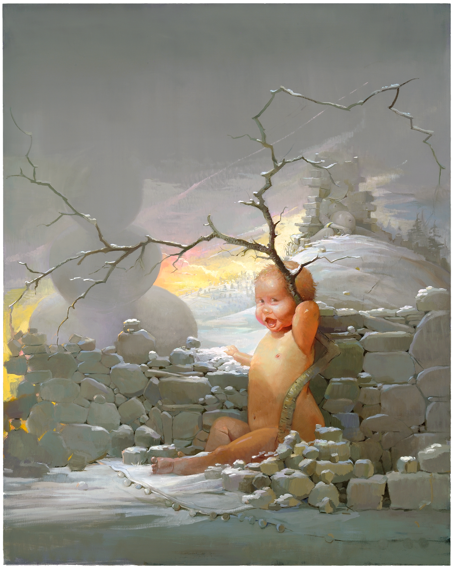 A painting by Lisa Yuskavage, titled Snowman, dated 2008.