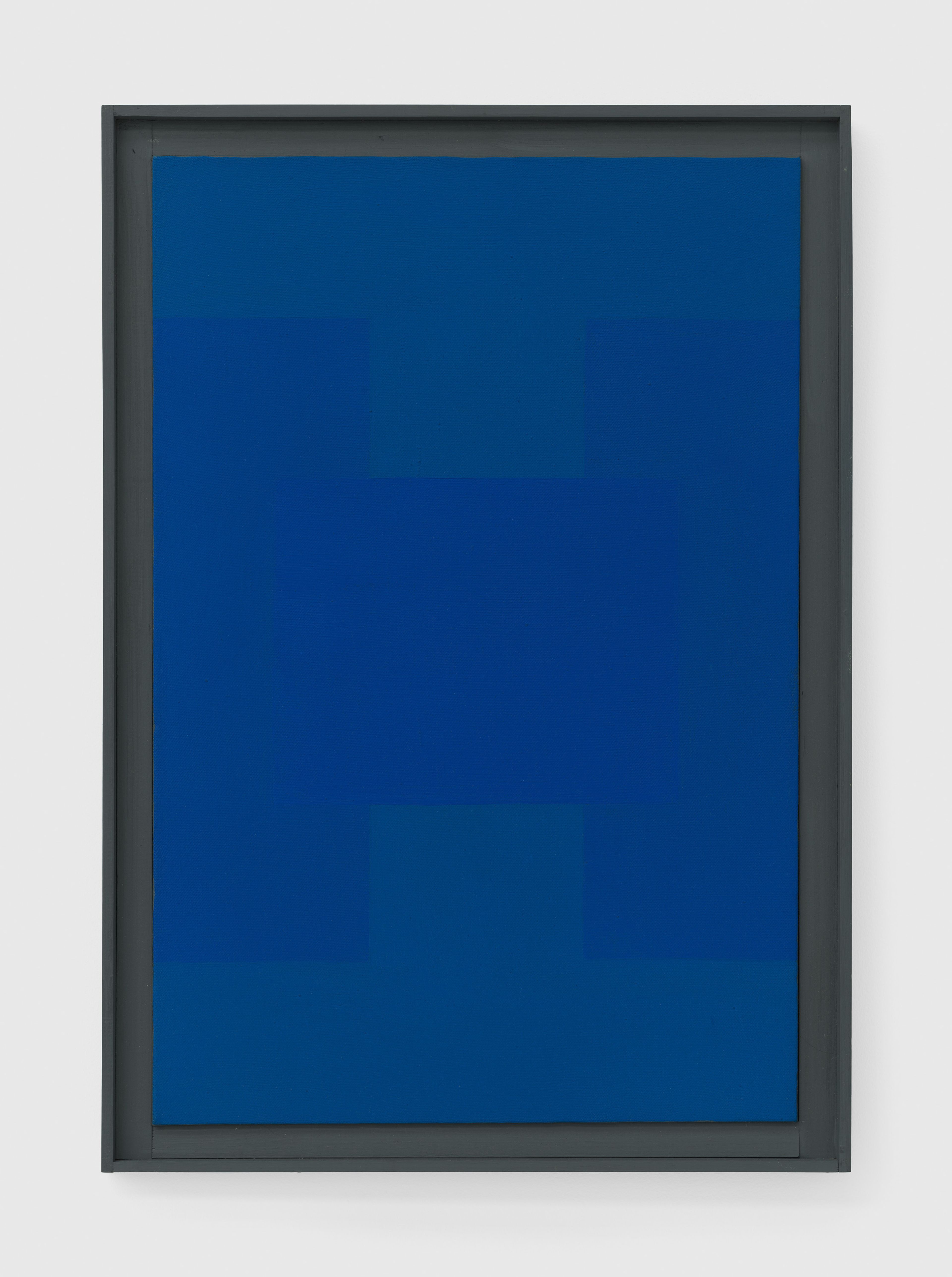 A painting by Ad Reinhardt, titled Blue Painting, dated 1953.