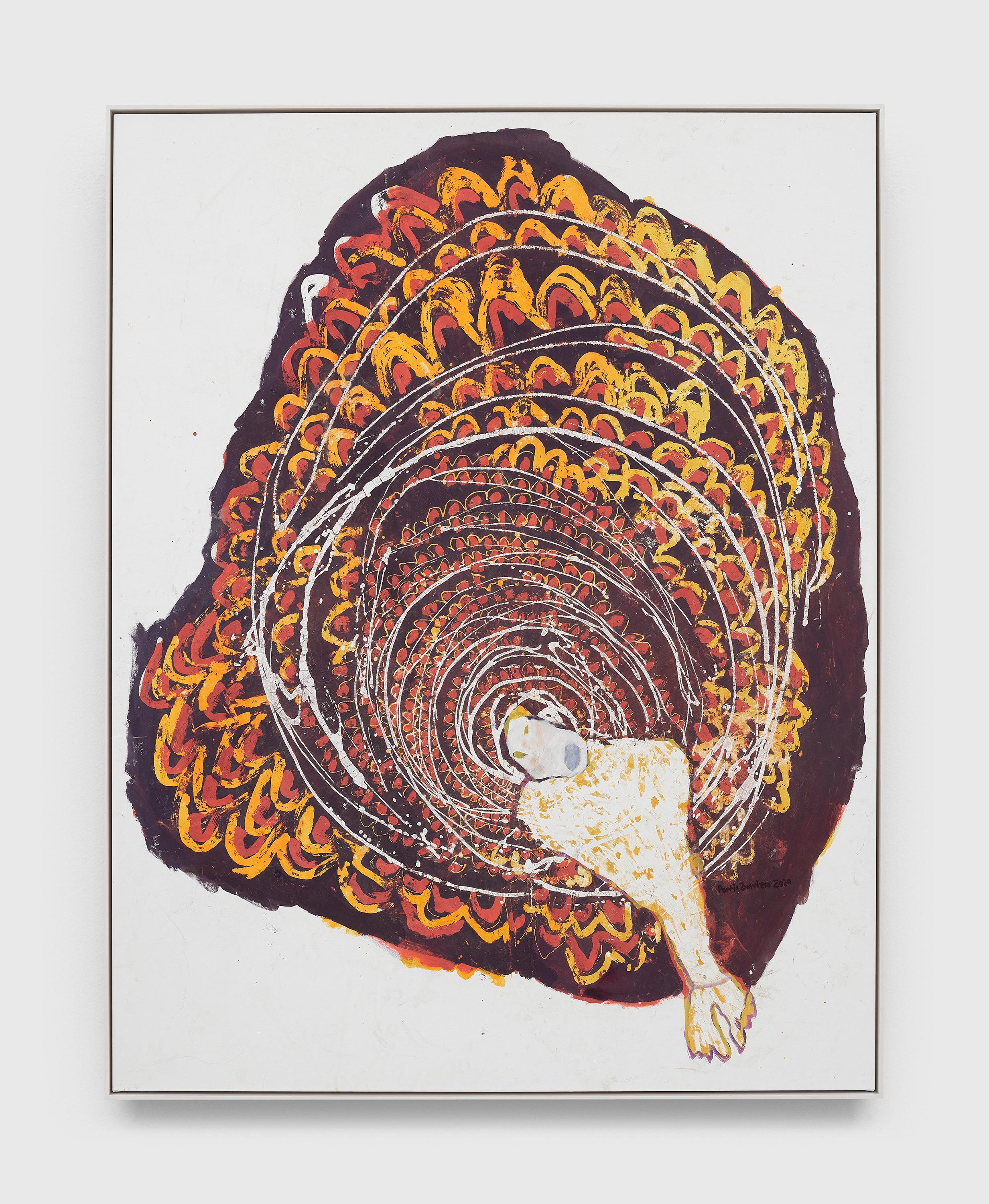 A painting by Portia Zvavahera, titled Muchamupupuri (Into the whirlwind), dated 2021.