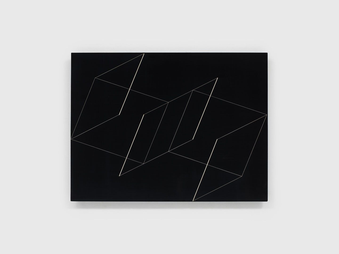 A machine-engraved etching in plastic laminate on wood by Josef Albers, titled ‚ÄãStructural Constellation O-7, dated 1954.